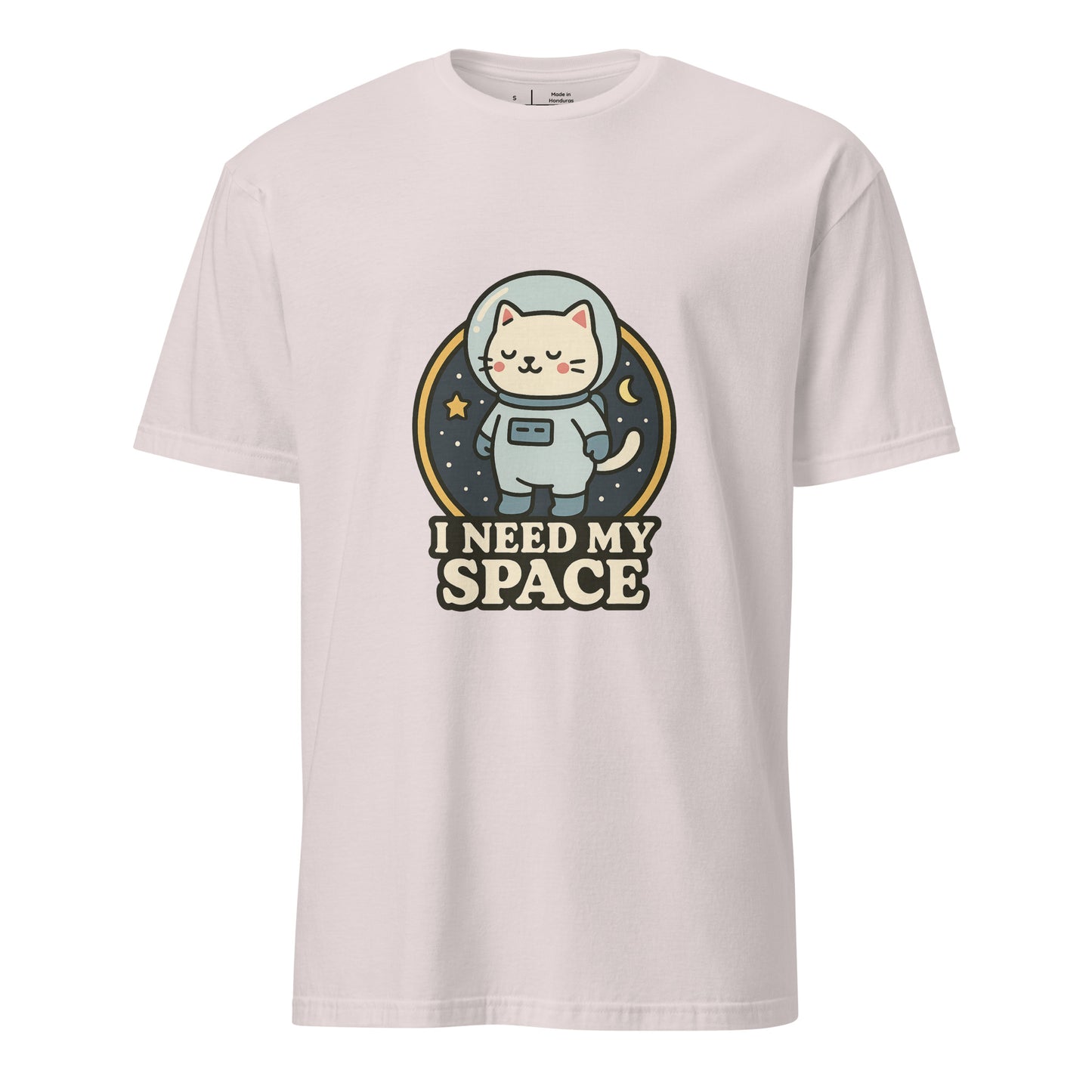 I Need Space – Lucky Cat Astronaut - Short-Sleeve Unisex T-Shirt - Graphic Tee - Ice Grey - Front