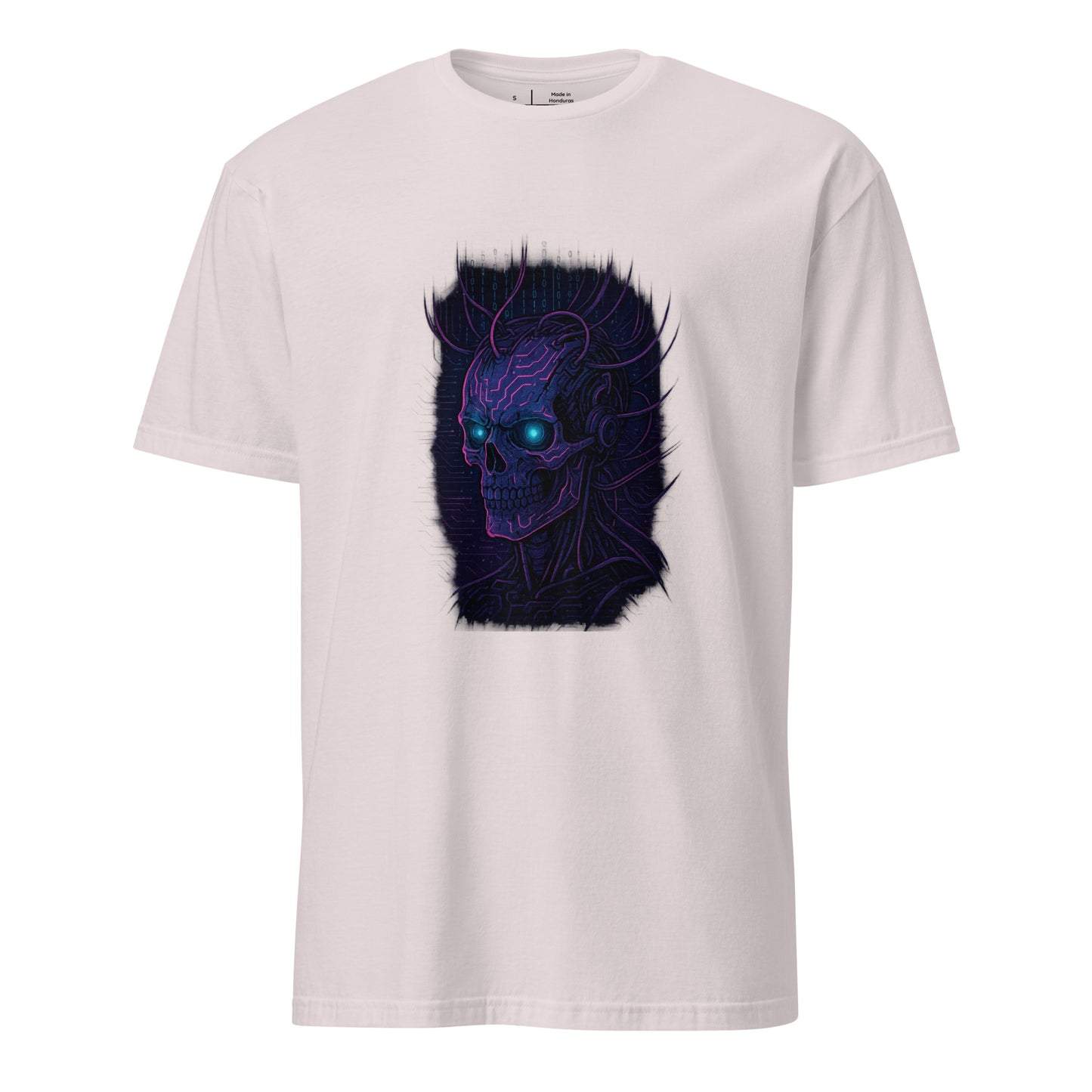 Neural Hacker – Cyber Skull Uprising - Short-Sleeve Unisex T-Shirt - Graphic Tee - Ice Grey - Front