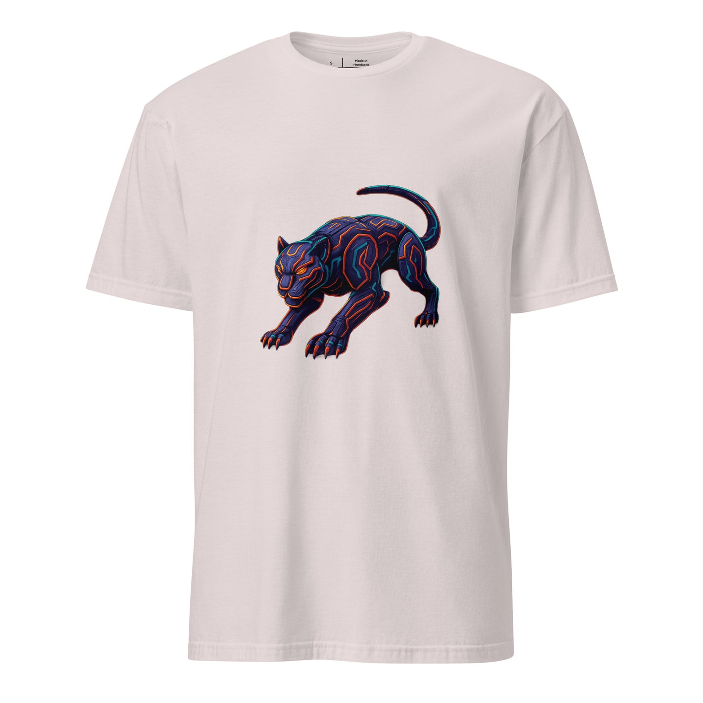 Cyber Jaguar – Neon Predator - Short-Sleeve Unisex T-Shirt - Graphic Tee - Ice Grey - Front