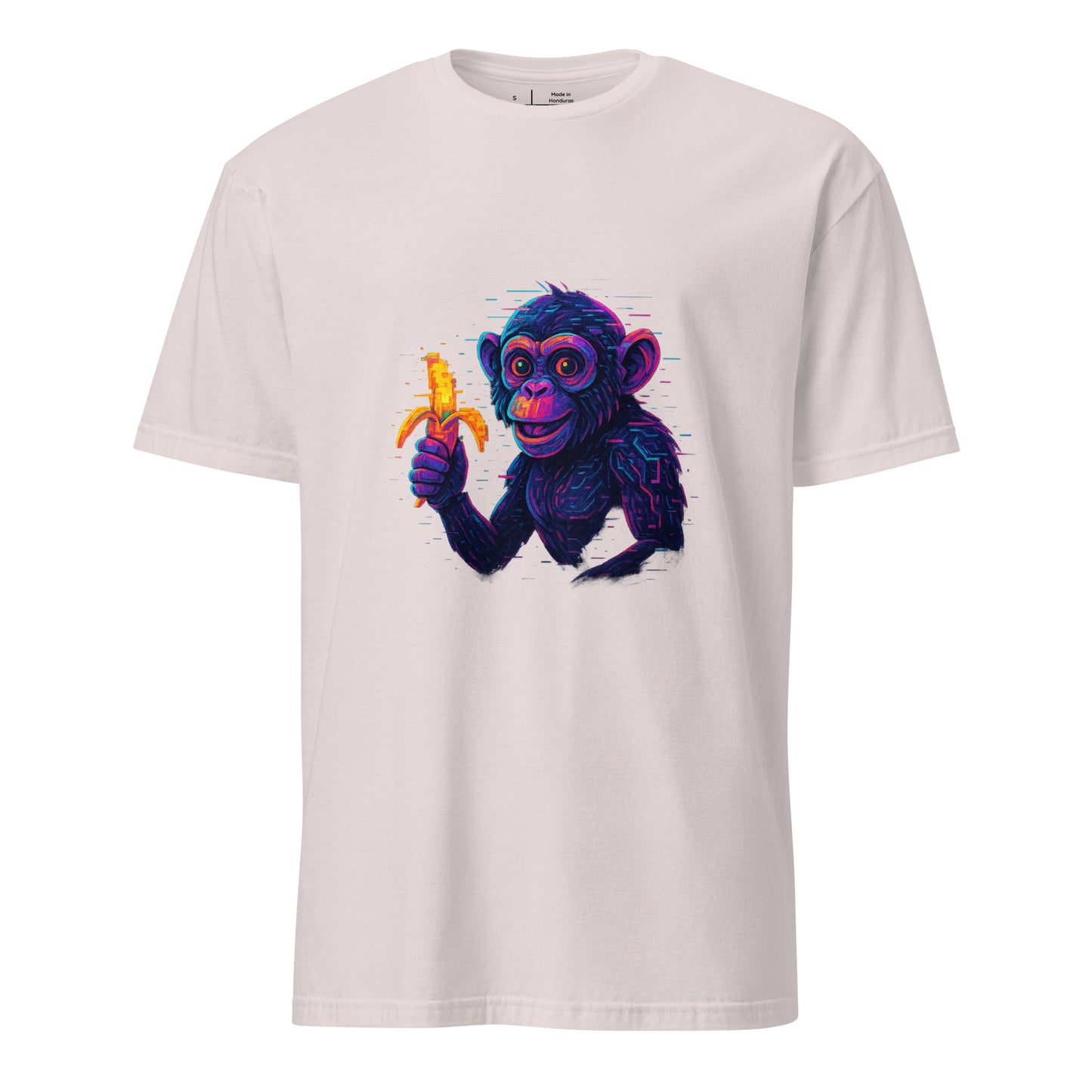 Cyber Monkey – Futuristic Primate - Short-Sleeve Unisex T-Shirt - Graphic Tee - Ice Grey - Front