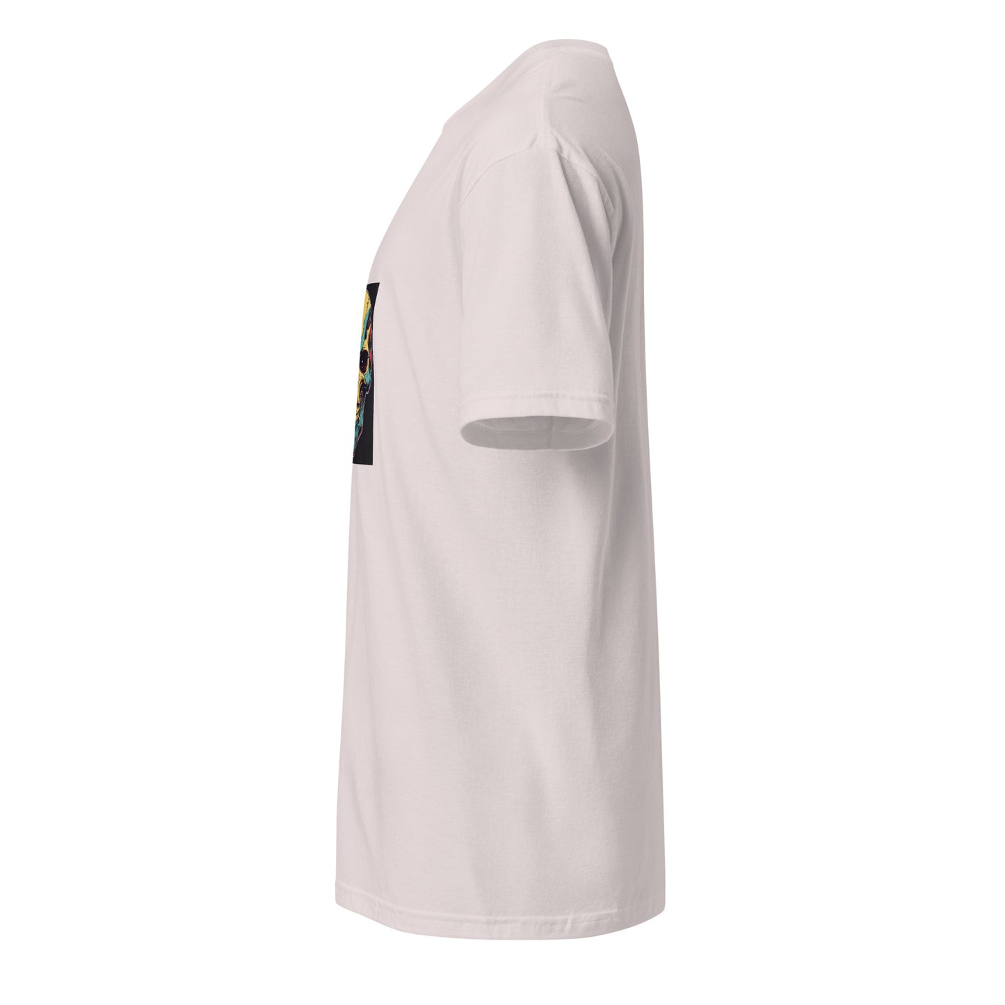 Cyber Skull - Sci-Fi Neon Skull - Short-Sleeve Unisex T-Shirt - Graphic Tee - Ice Grey - Left side