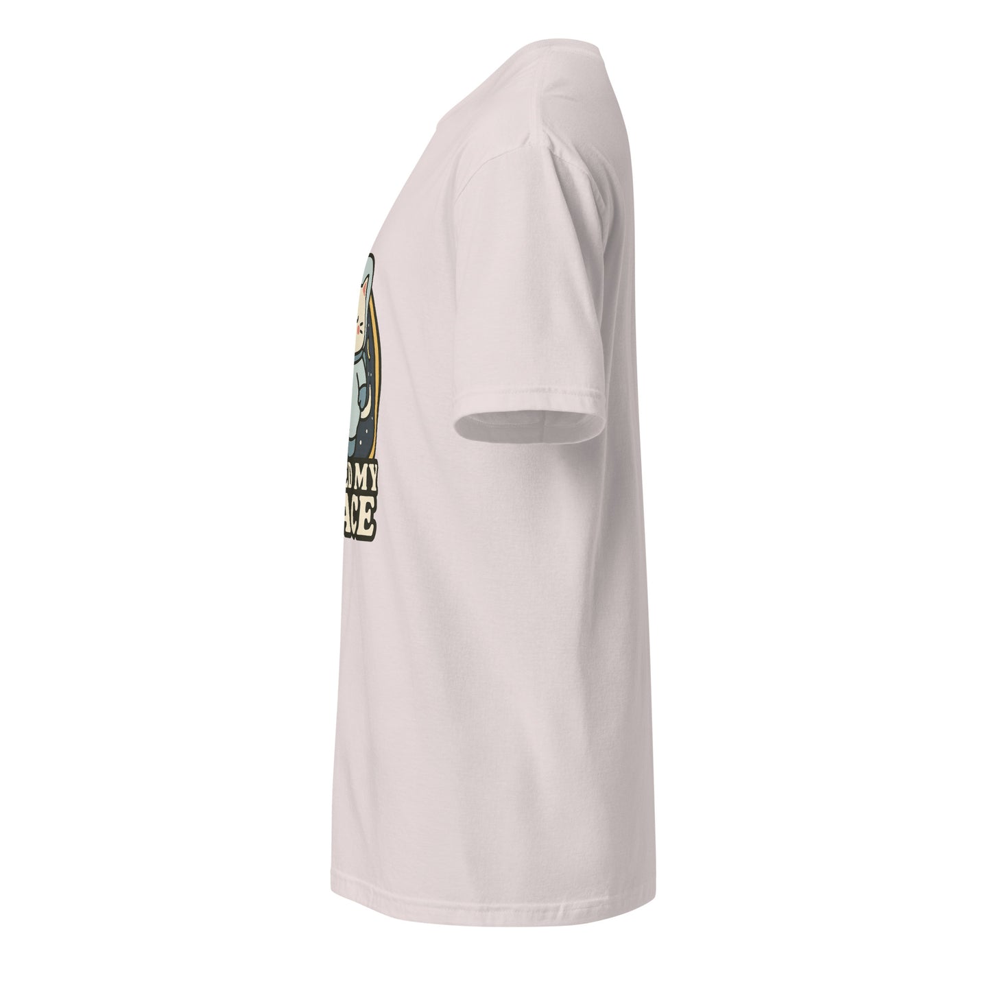 I Need Space – Lucky Cat Astronaut - Short-Sleeve Unisex T-Shirt - Graphic Tee - Ice Grey - Left side