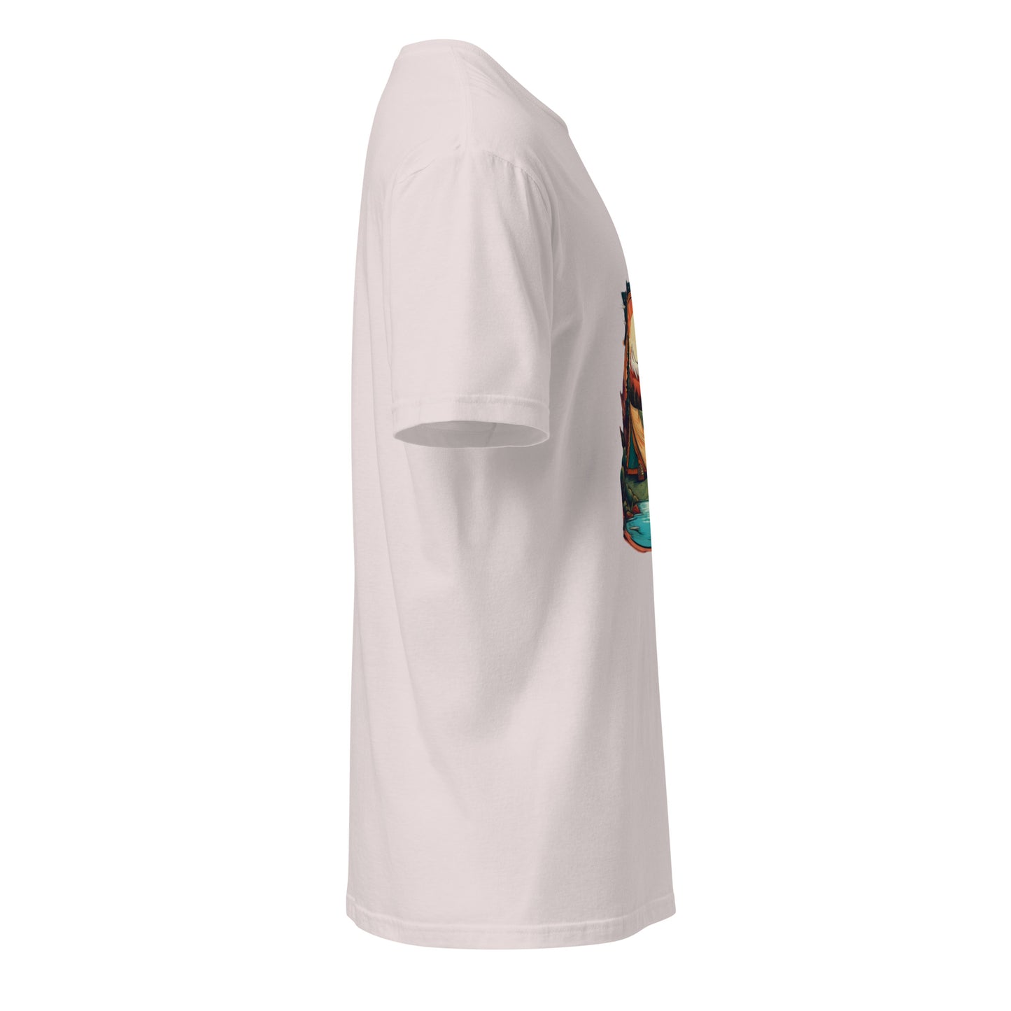 Golden Escape – Twin Tent Adventure - Short-Sleeve Unisex T-Shirt - Graphic Tee - Ice Grey - Right side