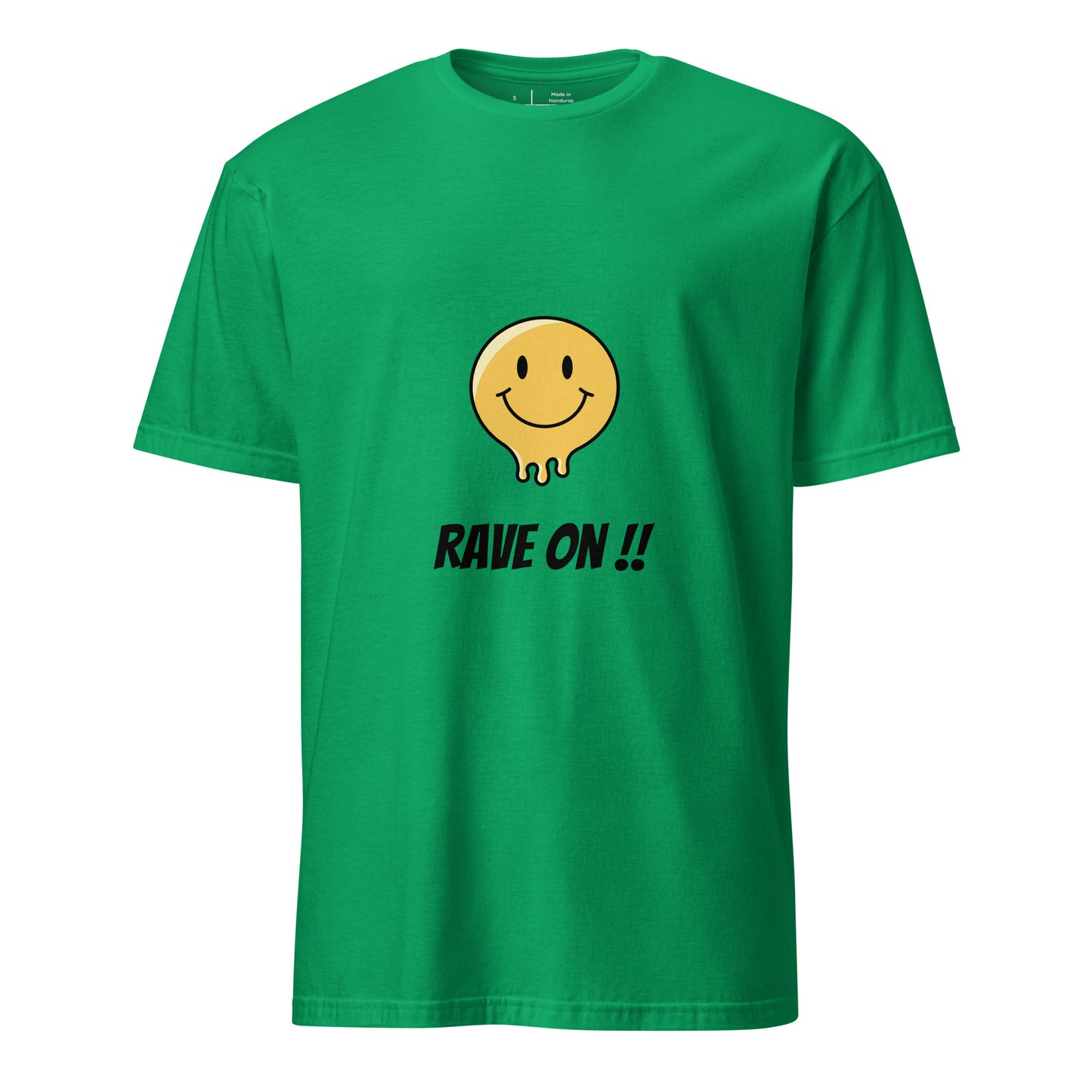 Rave On - Smiley Icon - Short-Sleeve Unisex T-Shirt - Graphic Tee - Irish Green - Front
