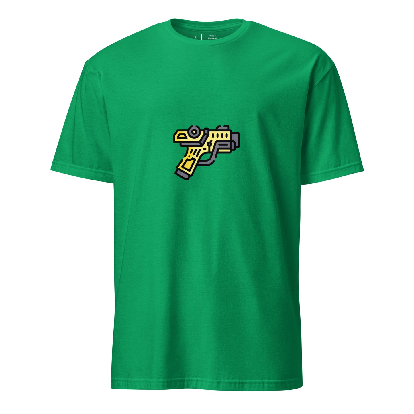 Cyber Gun - Sci-Fi Cartoon Design - Short-Sleeve Unisex T-Shirt - Graphic Tee - Irish Green - Front
