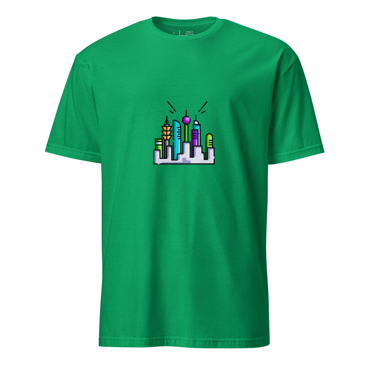 Cyber City 2 - Signal From The Skyline - Short-Sleeve Unisex T-Shirt - Graphic Tee - Irish Green - Front