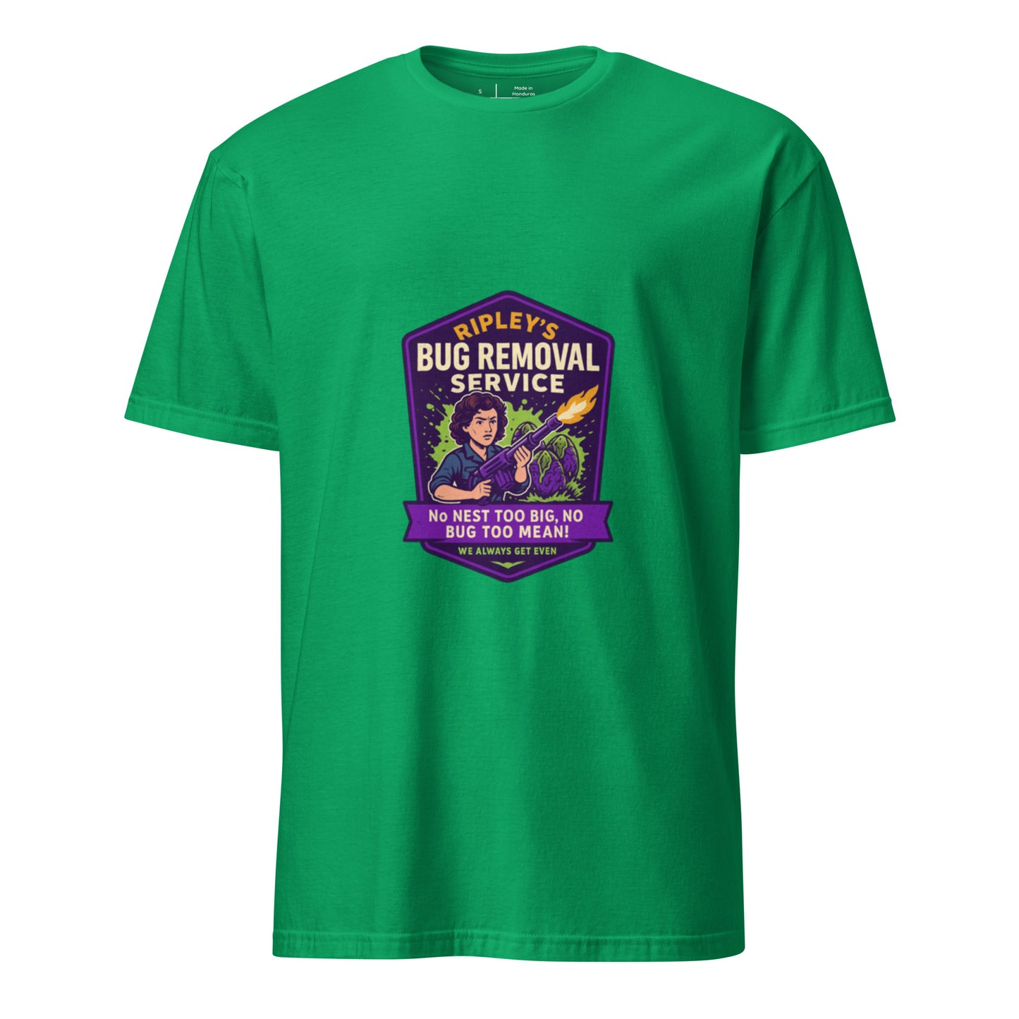 Ripley’s Bug Removal Service – Xenomorph Exterminator - Short-Sleeve Unisex T-Shirt - Graphic Tee - Irish Green - Front