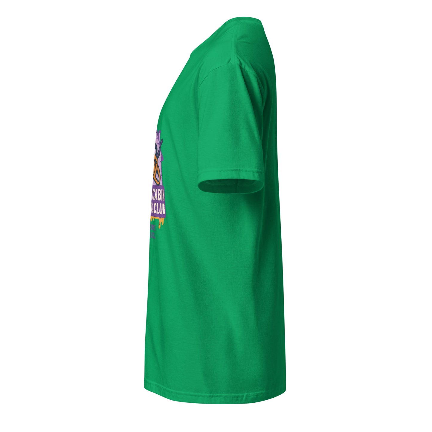 Groovy Cabin- Retro Horror Vibes - Short-Sleeve Unisex T-Shirt - Graphic Tee - Irish Green - Left side