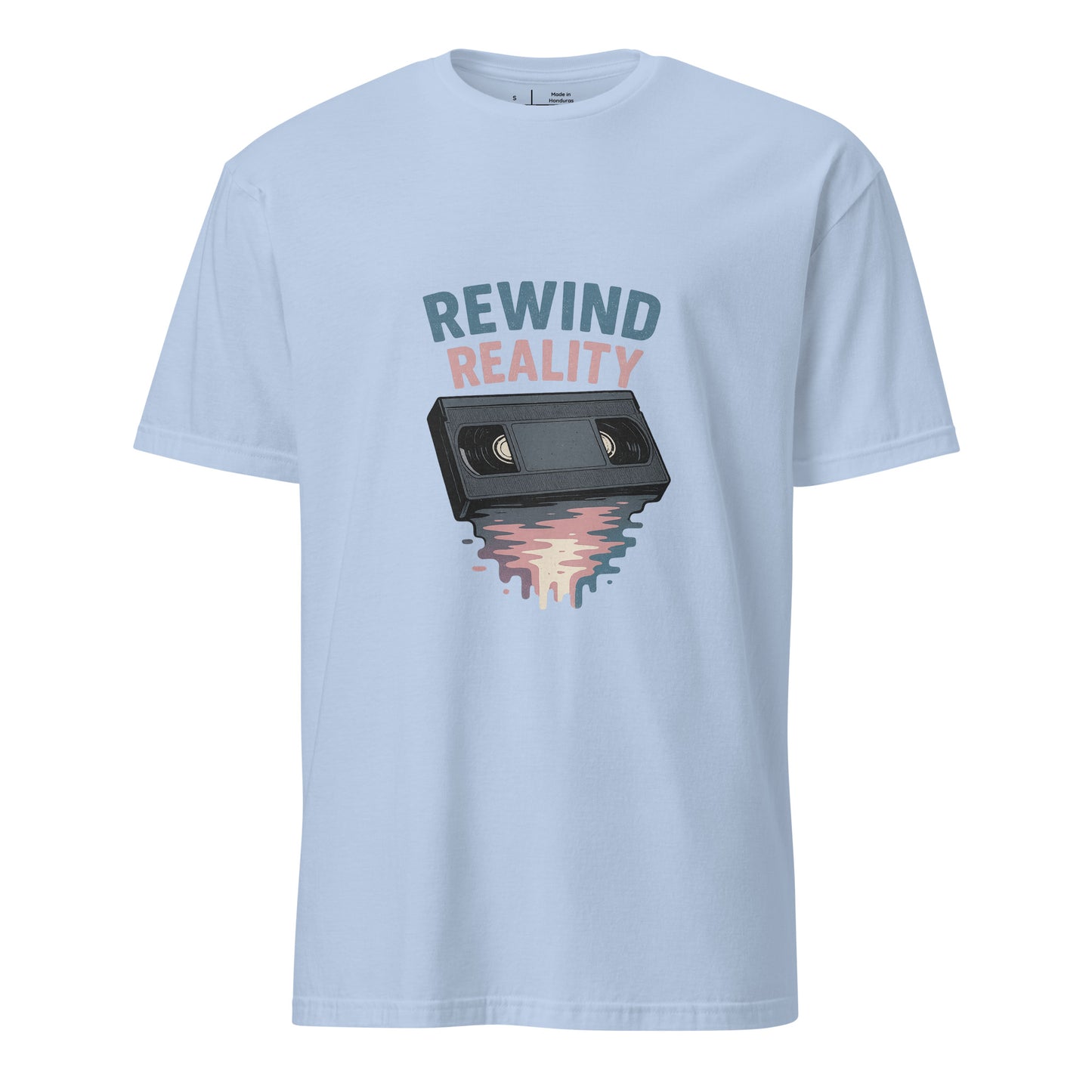 Rewind Reality - Retro Escape - Short-Sleeve T-Shirt - Graphic Tee - Light Blue - Front