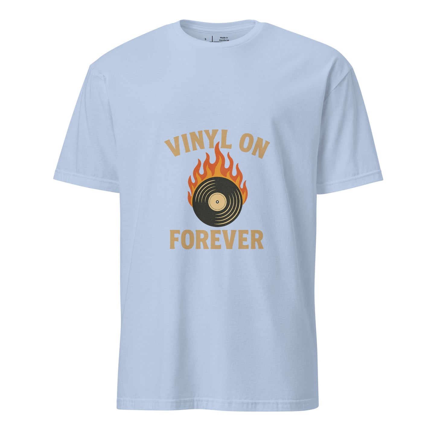 Vinyl On Forever - Timeless Sound - Short-Sleeve Unisex T-Shirt - Graphic Tee - Light Blue - Front