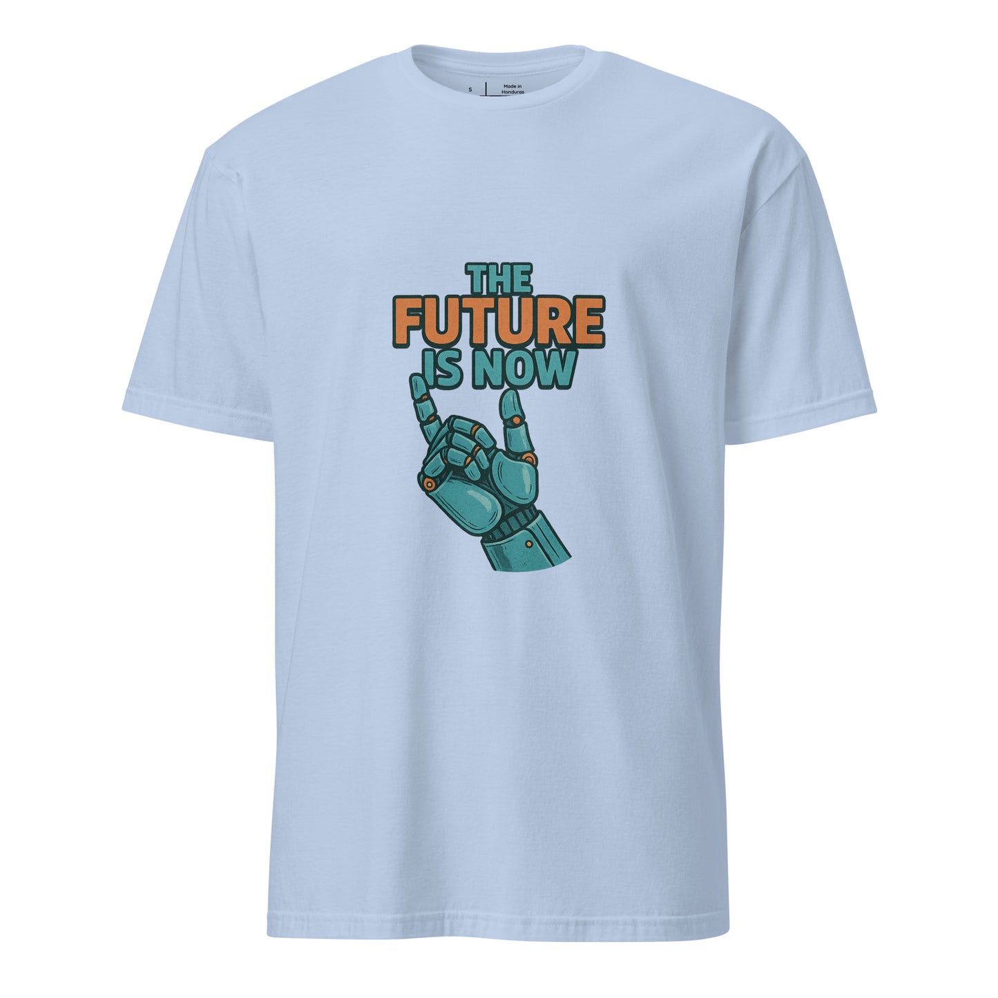 The Future Is Now - Futuristic Neon Tech - Short-Sleeve Unisex T-Shirt - Graphic Tee - Light Blue - Front