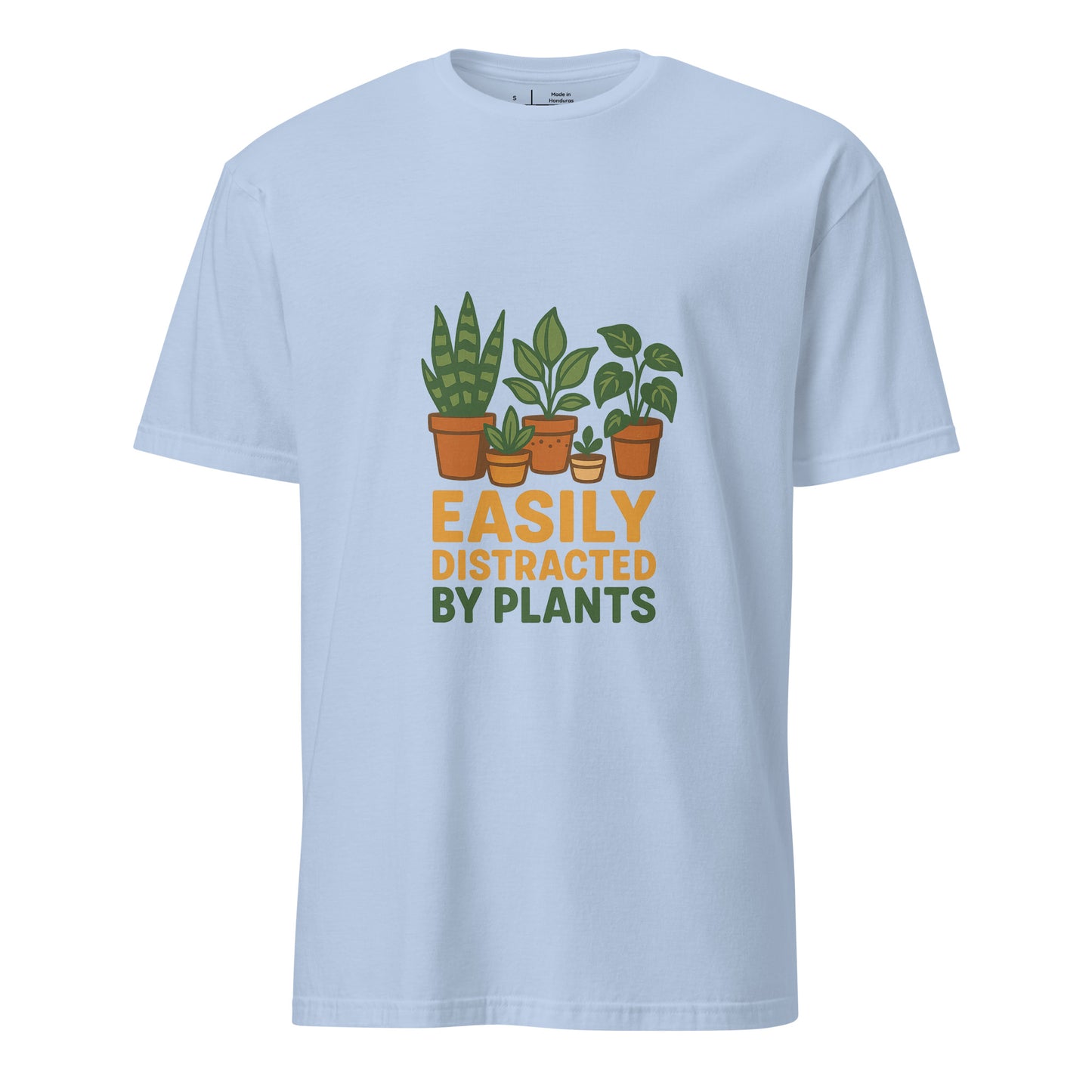 Easily Distracted By Plants - Short-Sleeve Unisex T-Shirt - Graphic Tee - Light Blue - Front