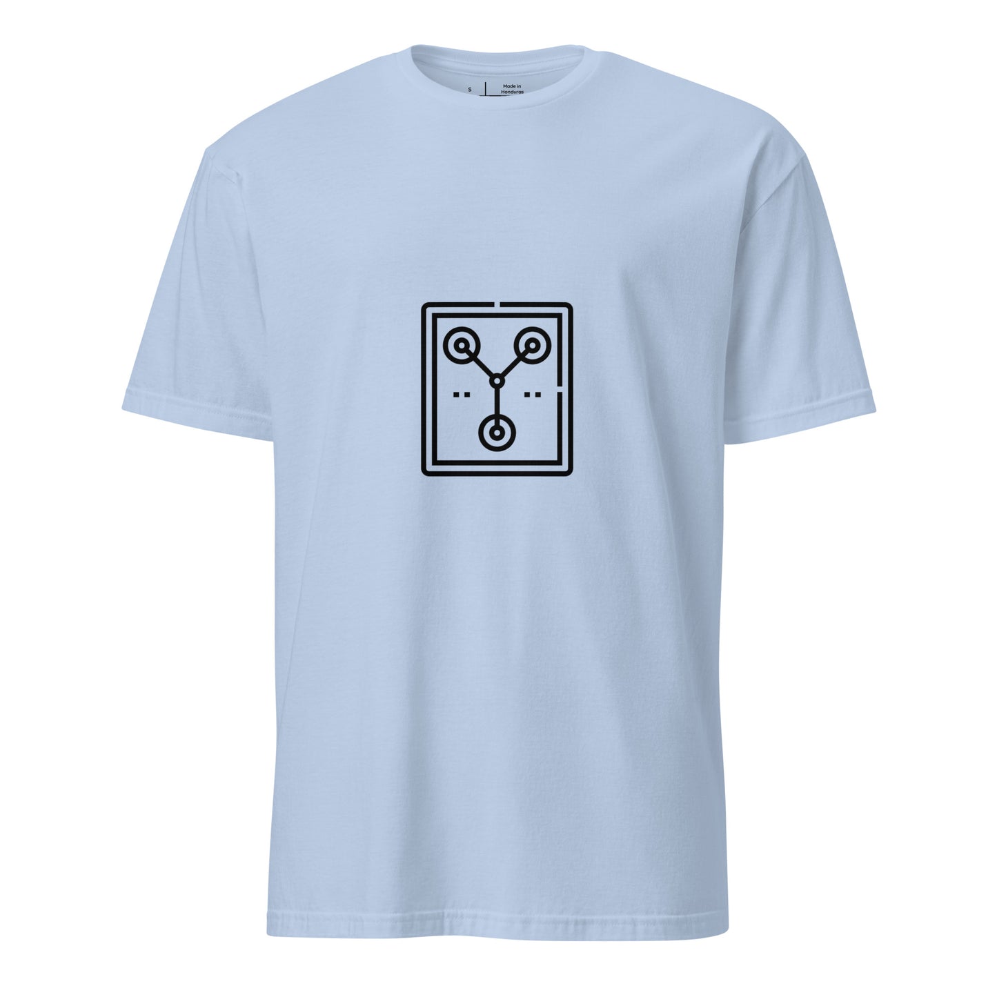 Flux2 - Minimalist Time Circuit - Short-Sleeve Unisex T-Shirt - Graphic Tee - Light Blue - Front