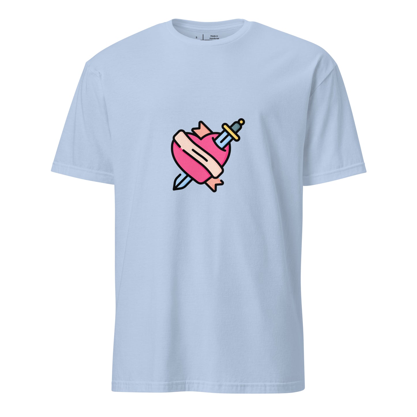Heart & Dagger - Tattoo-Inspired Art - Short-Sleeve Unisex T-Shirt - Graphic Tee - Light Blue - Front