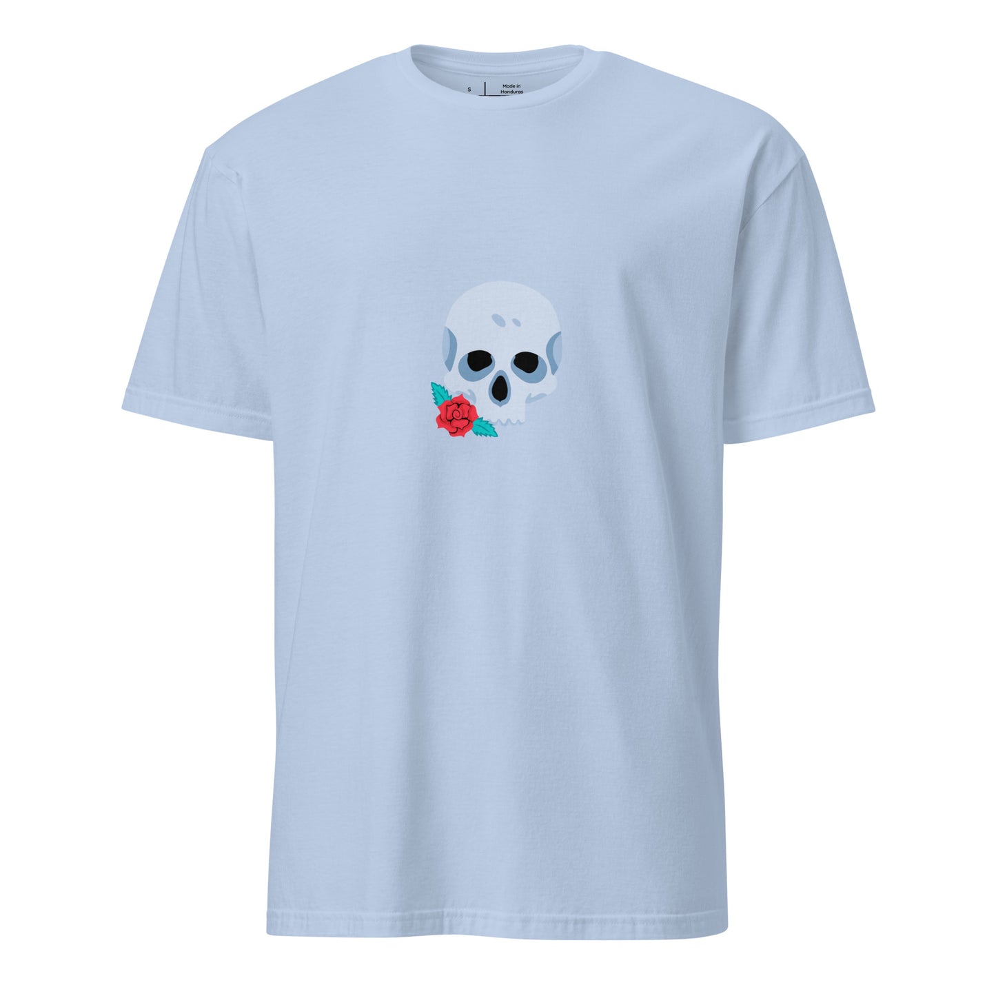 Skull & Flora - Dark Romance - Short-Sleeve Unisex T-Shirt - Graphic Tee - Light Blue - Front