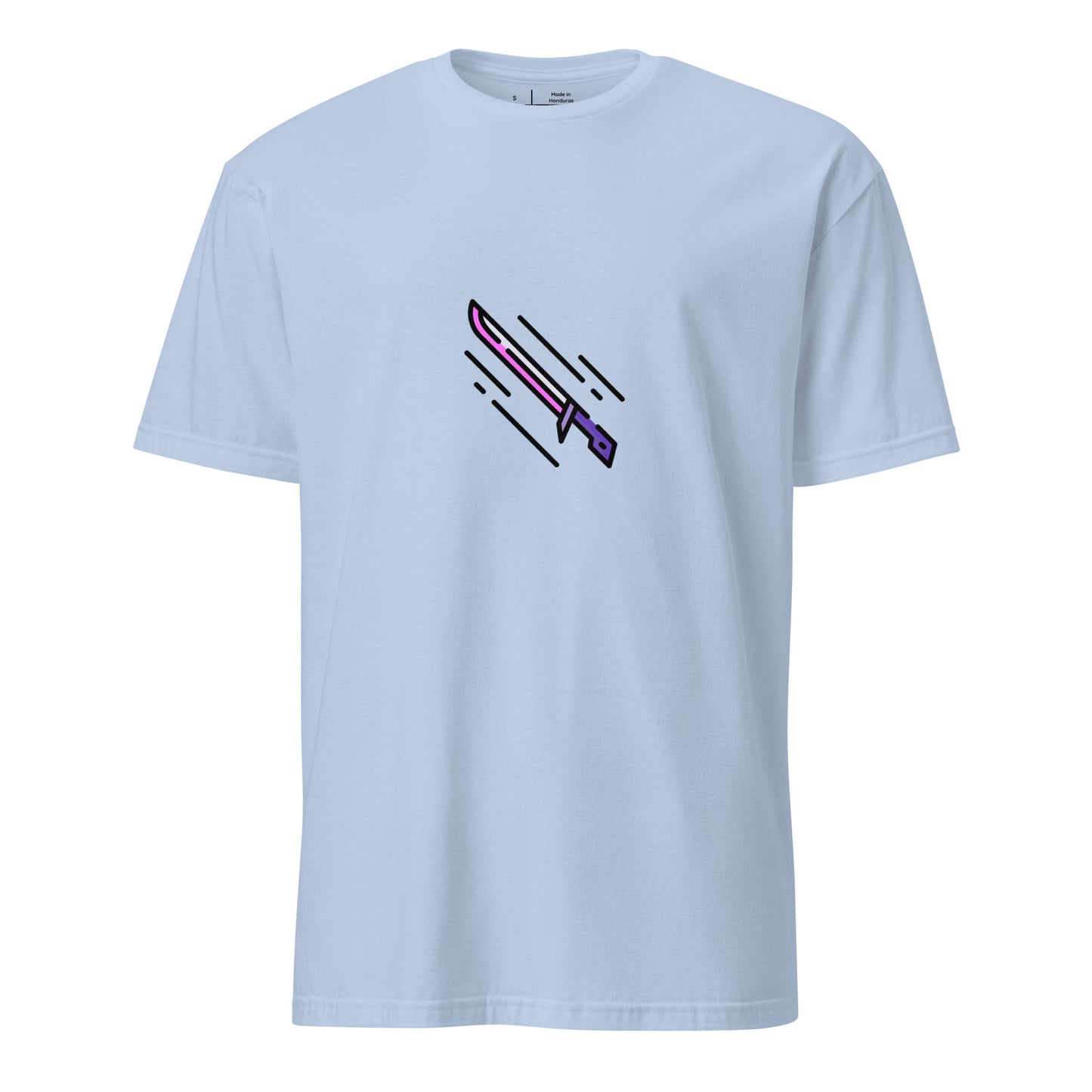 Cyber Sword – Blade Of The Neon Future - Short-Sleeve Unisex T-Shirt - Graphic Tee - Light Blue - Front