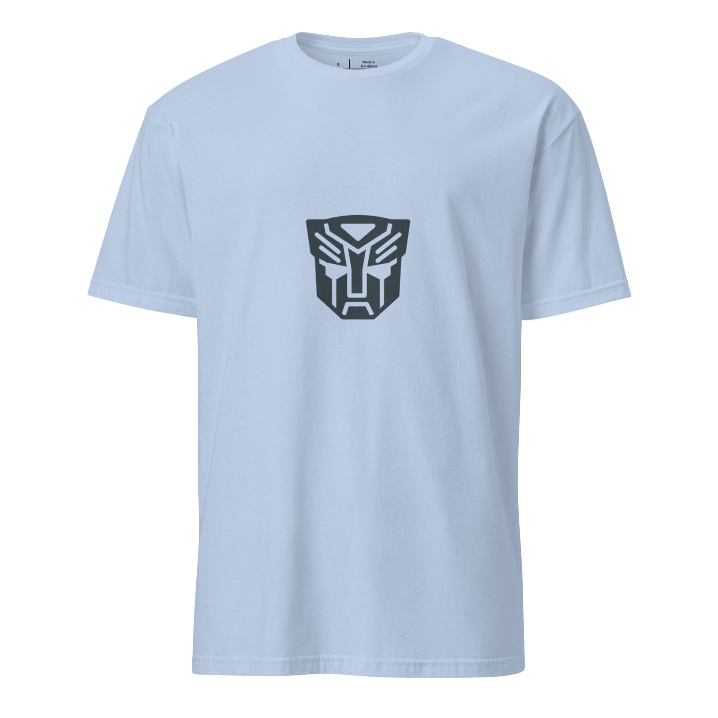 Tranzforma 1 - Minimalist Heroic Mech Icon - Short-Sleeve Unisex T-Shirt - Graphic Tee - Light Blue - Front