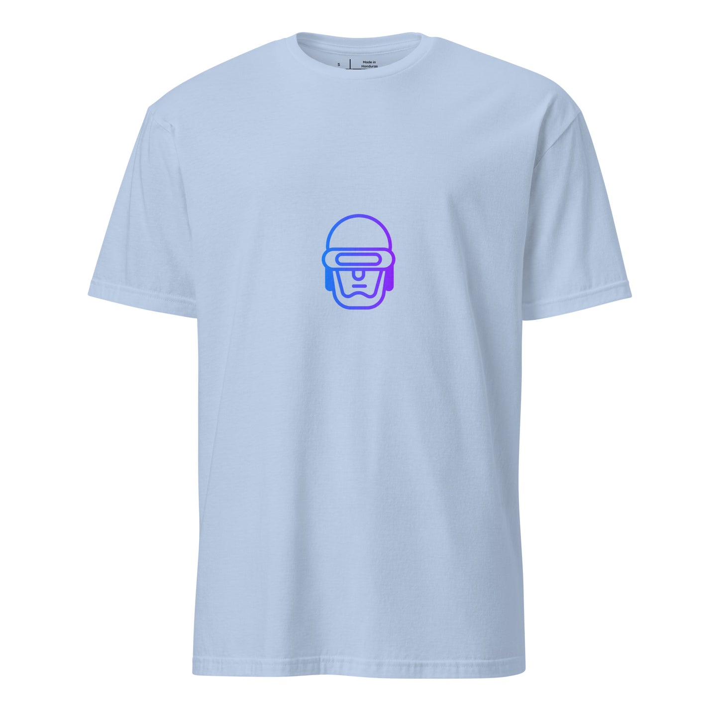 Robo - Neon-Lined Helmet- Short-Sleeve Unisex T-Shirt - Graphic Tee - Light Blue - Front