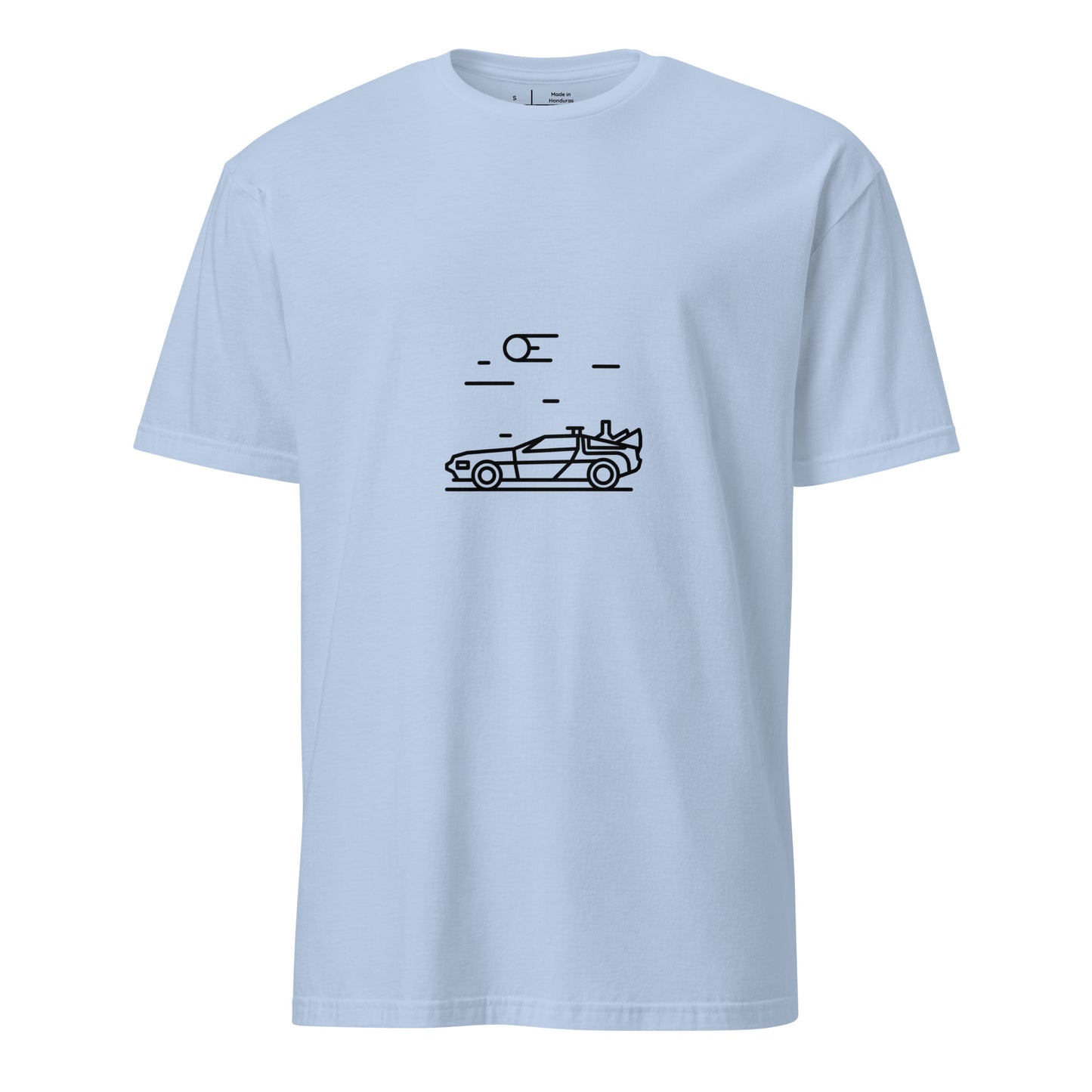 "88 MPH" – Retro Time Machine Car - Short-Sleeve Unisex T-Shirt - Graphic Tee - Light Blue - Front