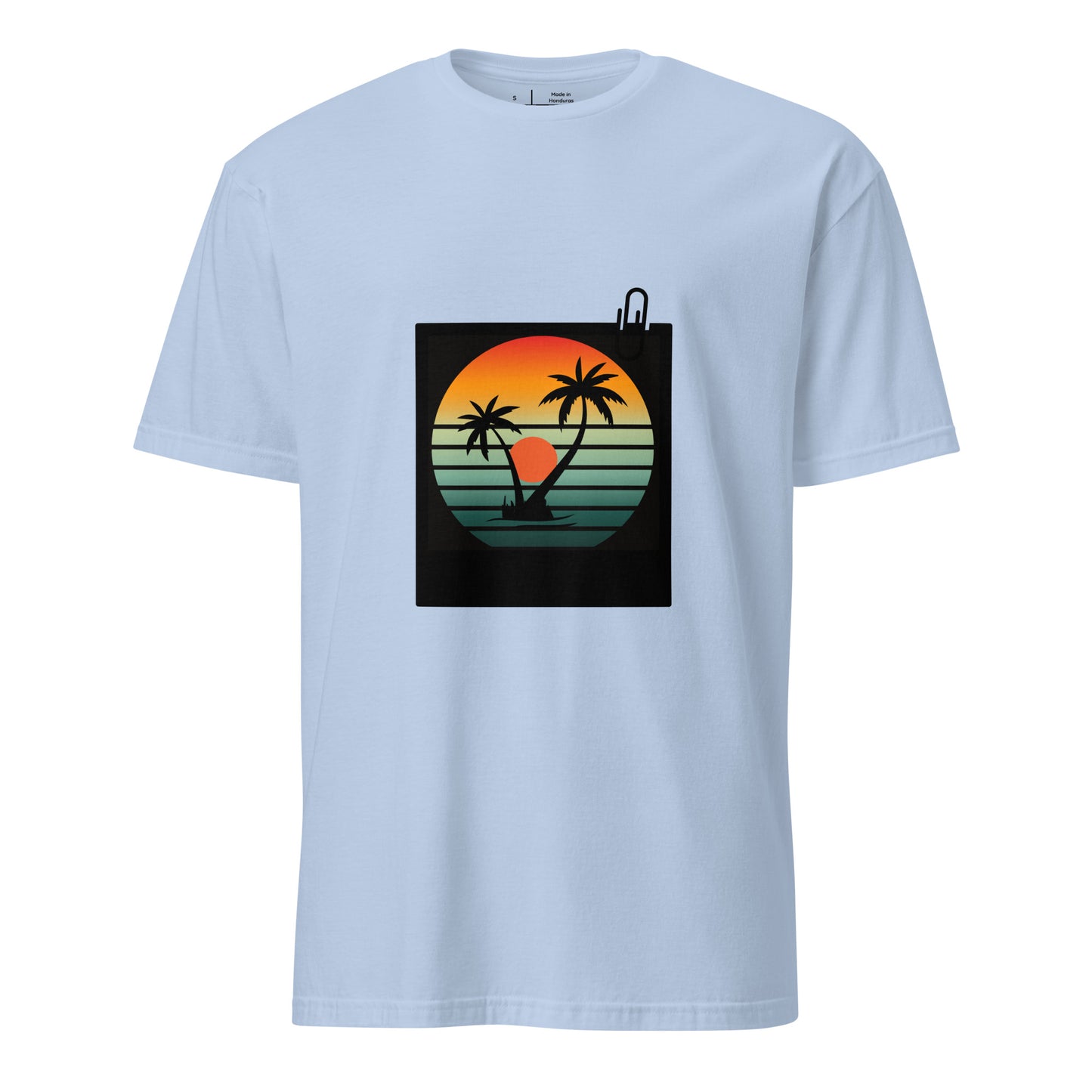 Tropical - Retro Sunset Vibes - Short-Sleeve Unisex T-Shirt - Graphic Tee - Light Blue - Front