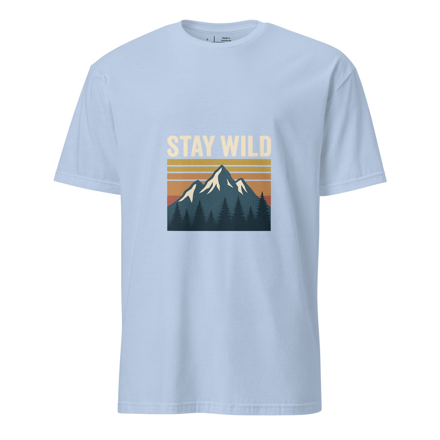 Stay Wild – Embrace The Adventure - Short-Sleeve Unisex T-Shirt - Graphic Tee - Light Blue - Front