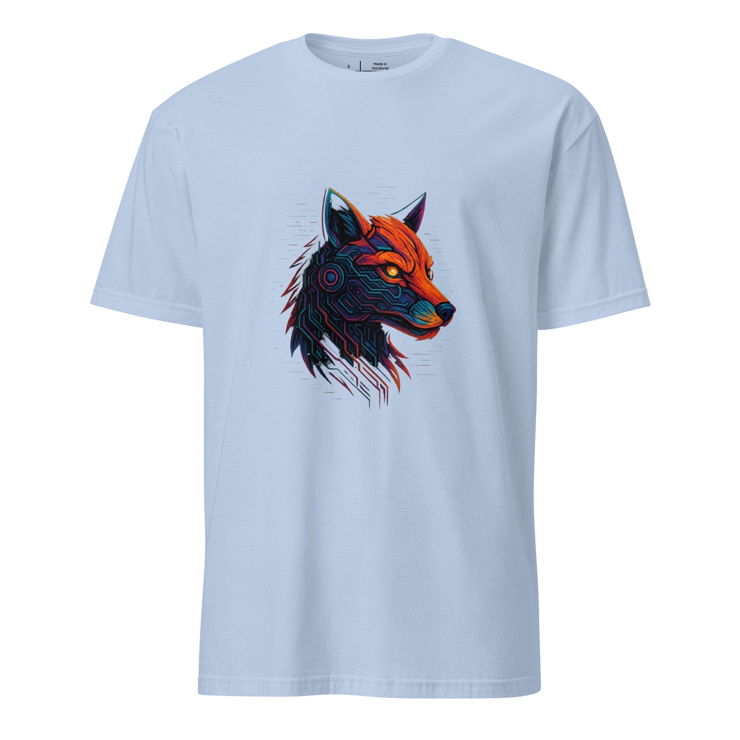 Cyber Fox – Neon Trickster - Short-Sleeve Unisex T-Shirt - Graphic Tee - Light Blue - Front