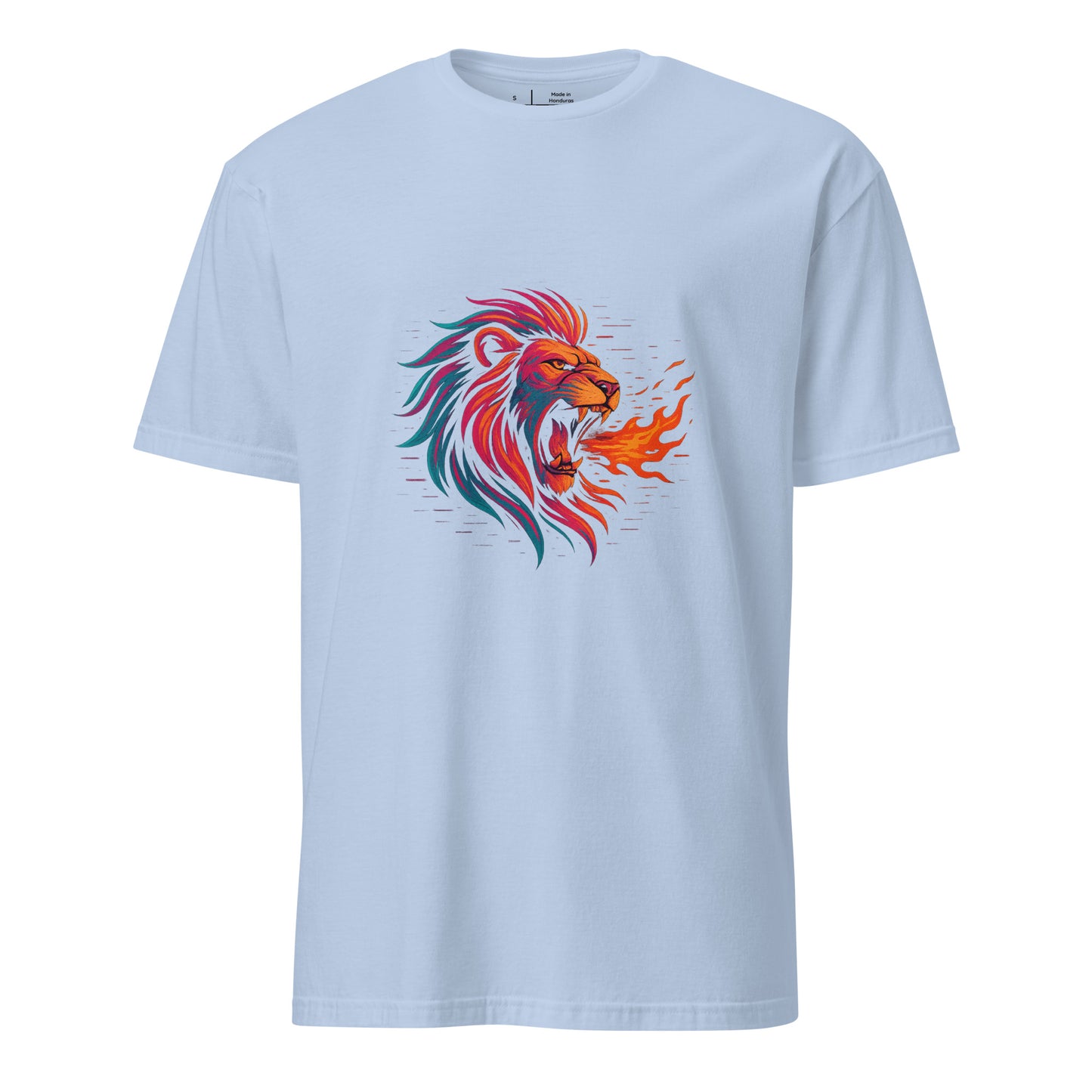Cyber Lion – King Of Neon Jungle - Short-Sleeve Unisex T-Shirt - Graphic Tee - Light Blue - Front
