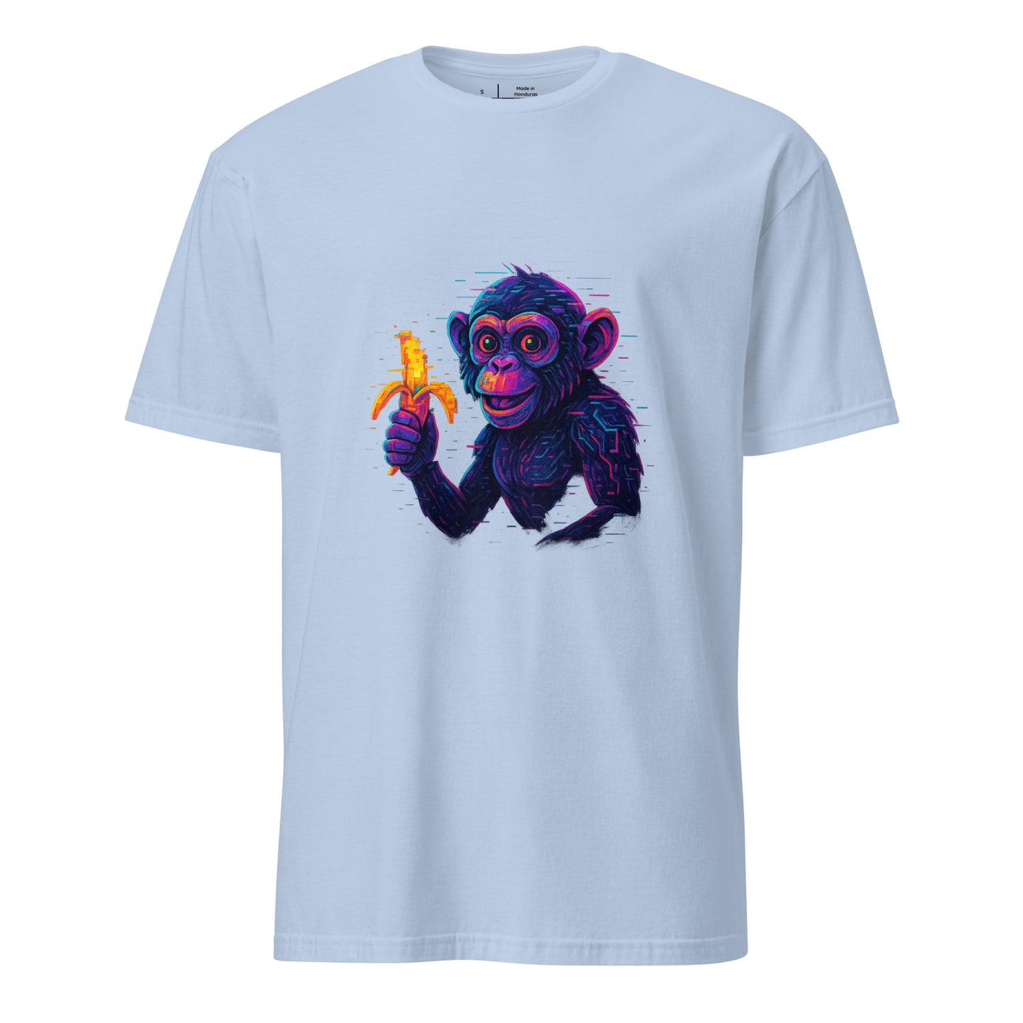 Cyber Monkey – Futuristic Primate - Short-Sleeve Unisex T-Shirt - Graphic Tee - Light Blue - Front