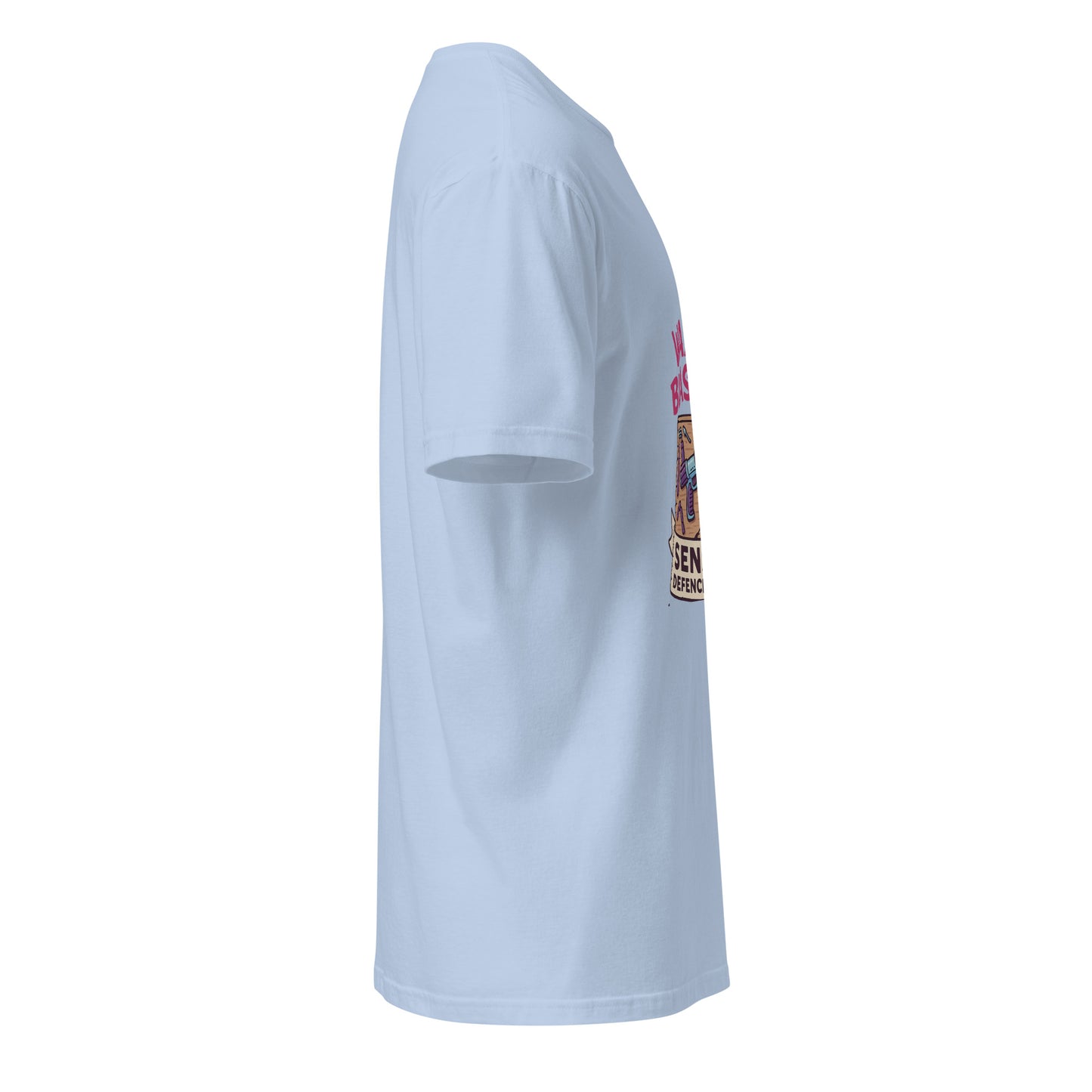 Wax On/Blast Off – Retro Karate Space - Short-Sleeve Unisex T-Shirt - Graphic Tee - Light Blue - Right side