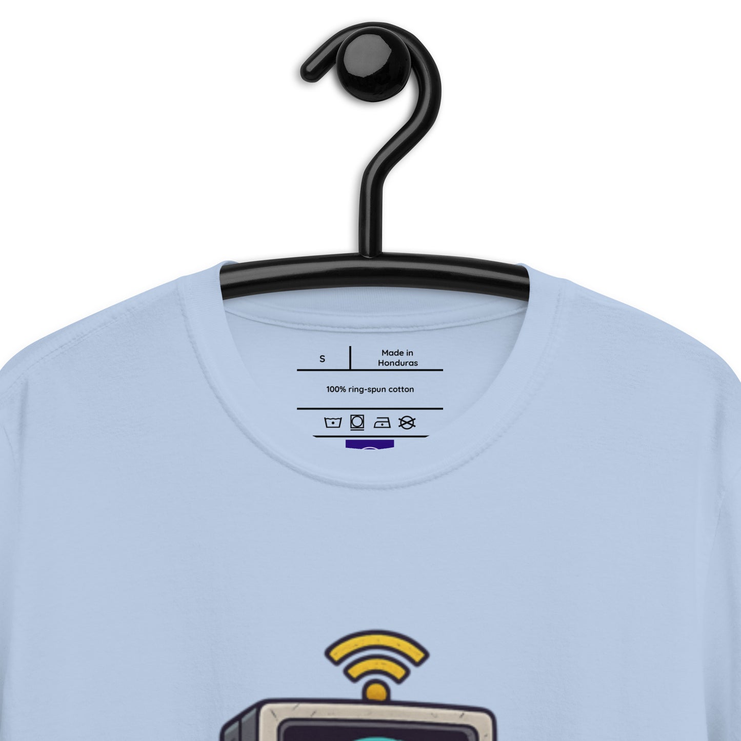 Digital Destroyer - Skeleton Bandwidth Battle - Short-Sleeve Unisex T-Shirt - Graphic Tee - Light Blue - Front Neckline