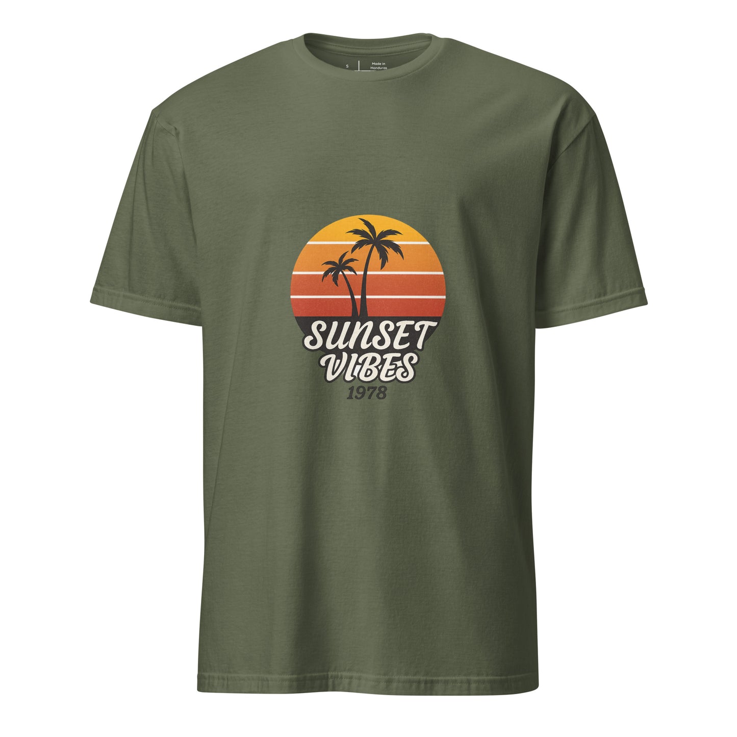 Sunset Vibes – 1978 Retro - Short-Sleeve Unisex T-Shirt - Graphic Tee - Military Green - Front