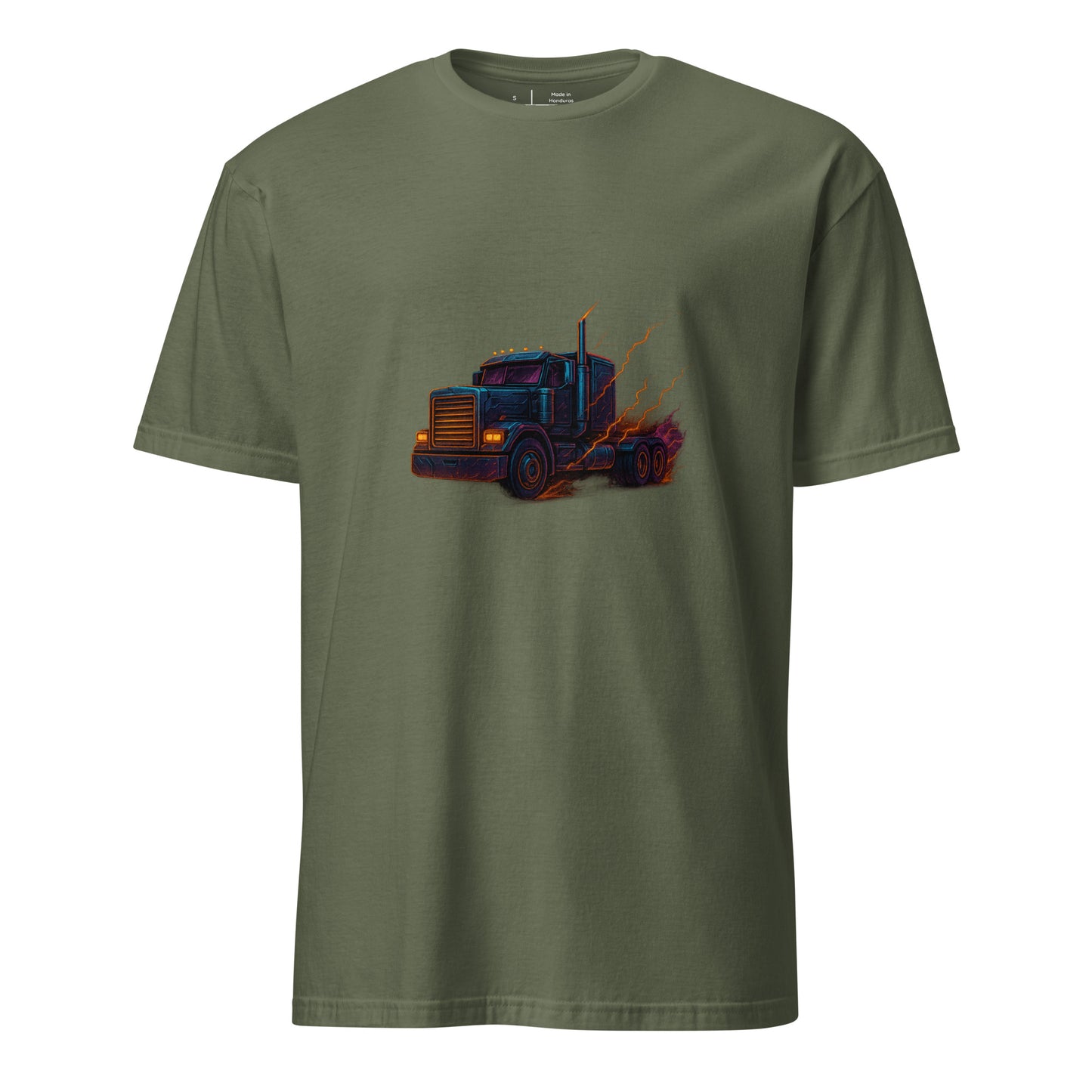 Vapor Turbo Truck – Neon Power - Short-Sleeve Unisex T-Shirt - Graphic Tee - Military Green - Front