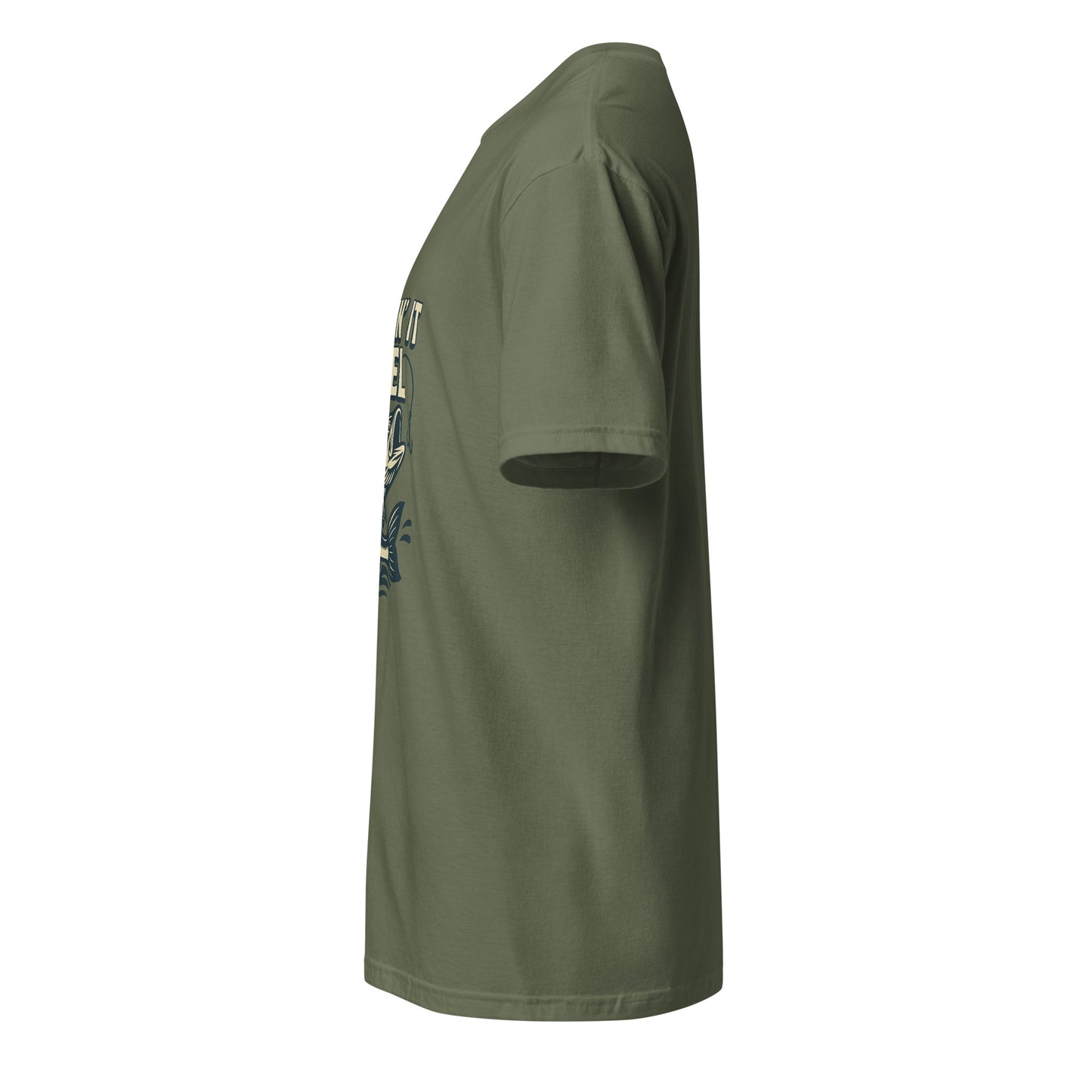 Keepin It Reel - Fishing Slogan - Short-Sleeve Unisex T-Shirt - Graphic Tee - Military Green - Left side