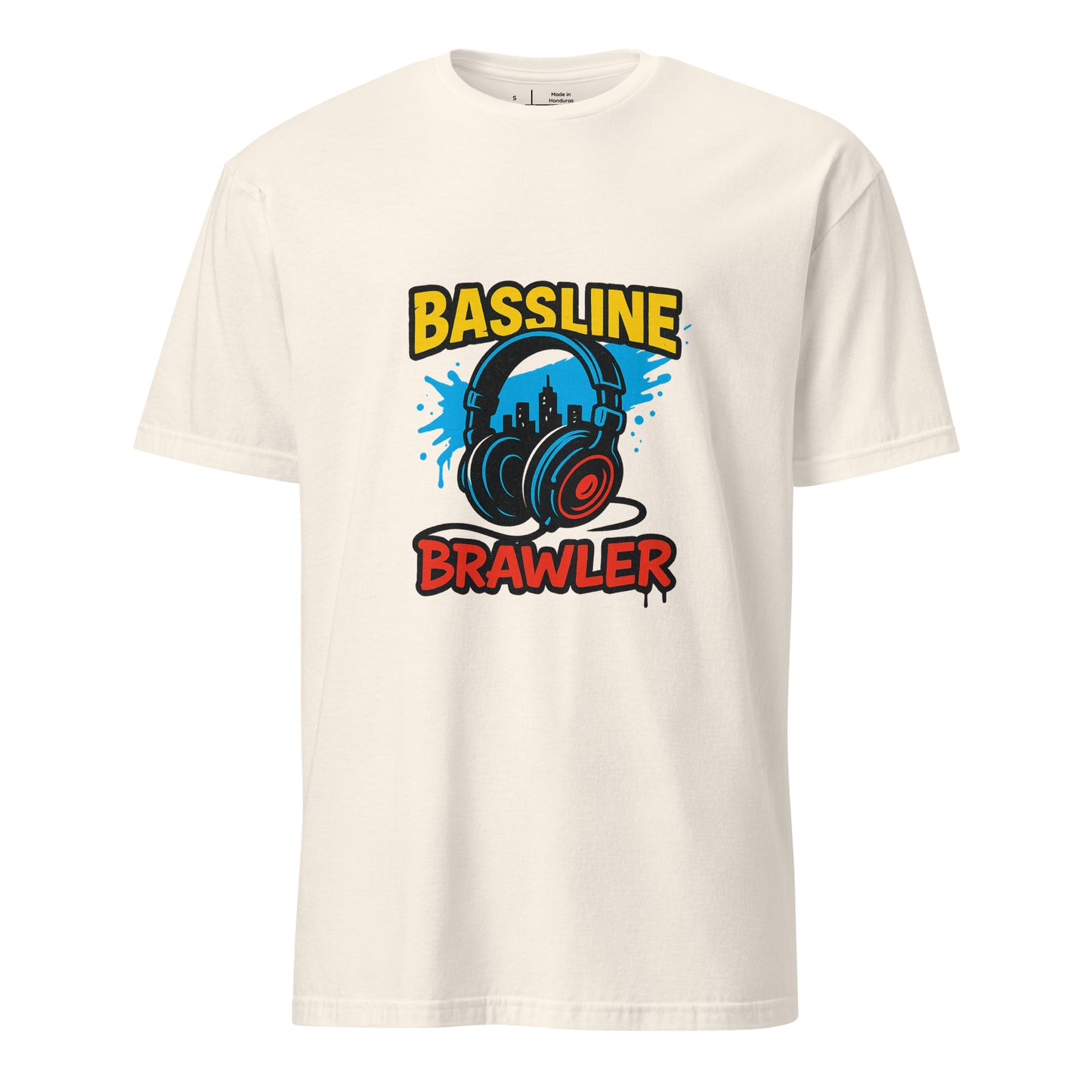 Bassline Brawler - Battle-Ready Beats - Short-Sleeve Unisex T-Shirt - Graphic Tee - Natural - Front