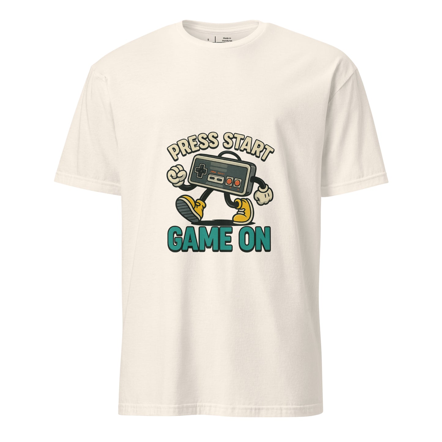 Press Start - Retro Gamer - Short-Sleeve T-Shirt - Graphic Tee - Natural - Front