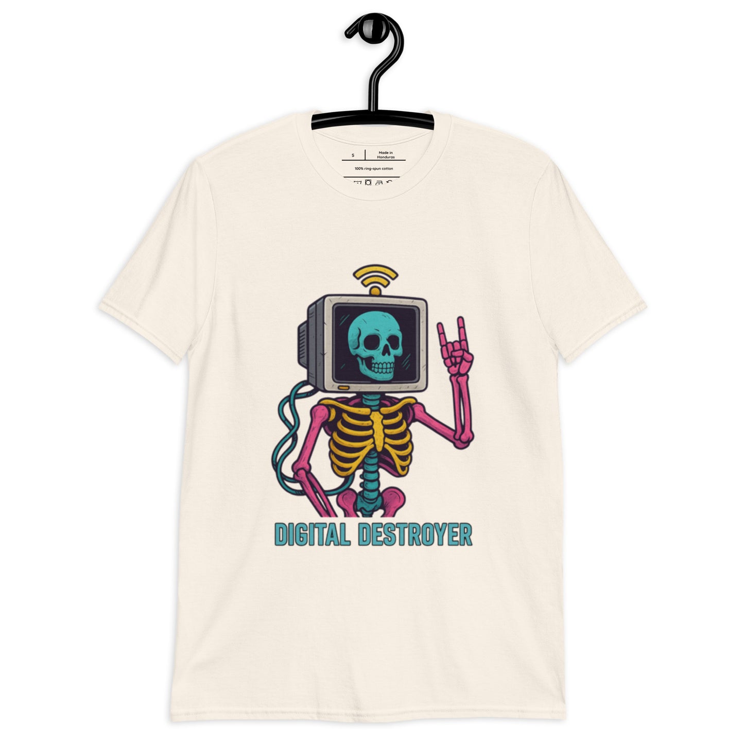 Digital Destroyer - Skeleton Bandwidth Battle - Short-Sleeve Unisex T-Shirt - Graphic Tee - Natural - Front