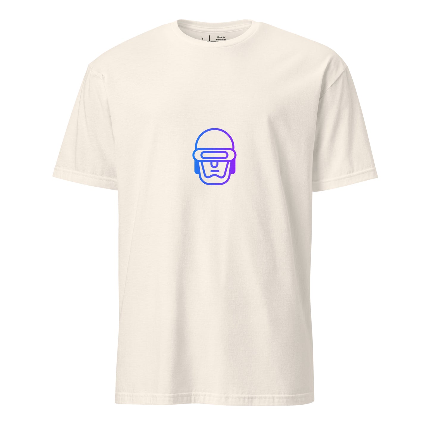 Robo - Neon-Lined Helmet- Short-Sleeve Unisex T-Shirt - Graphic Tee - Natural - Front