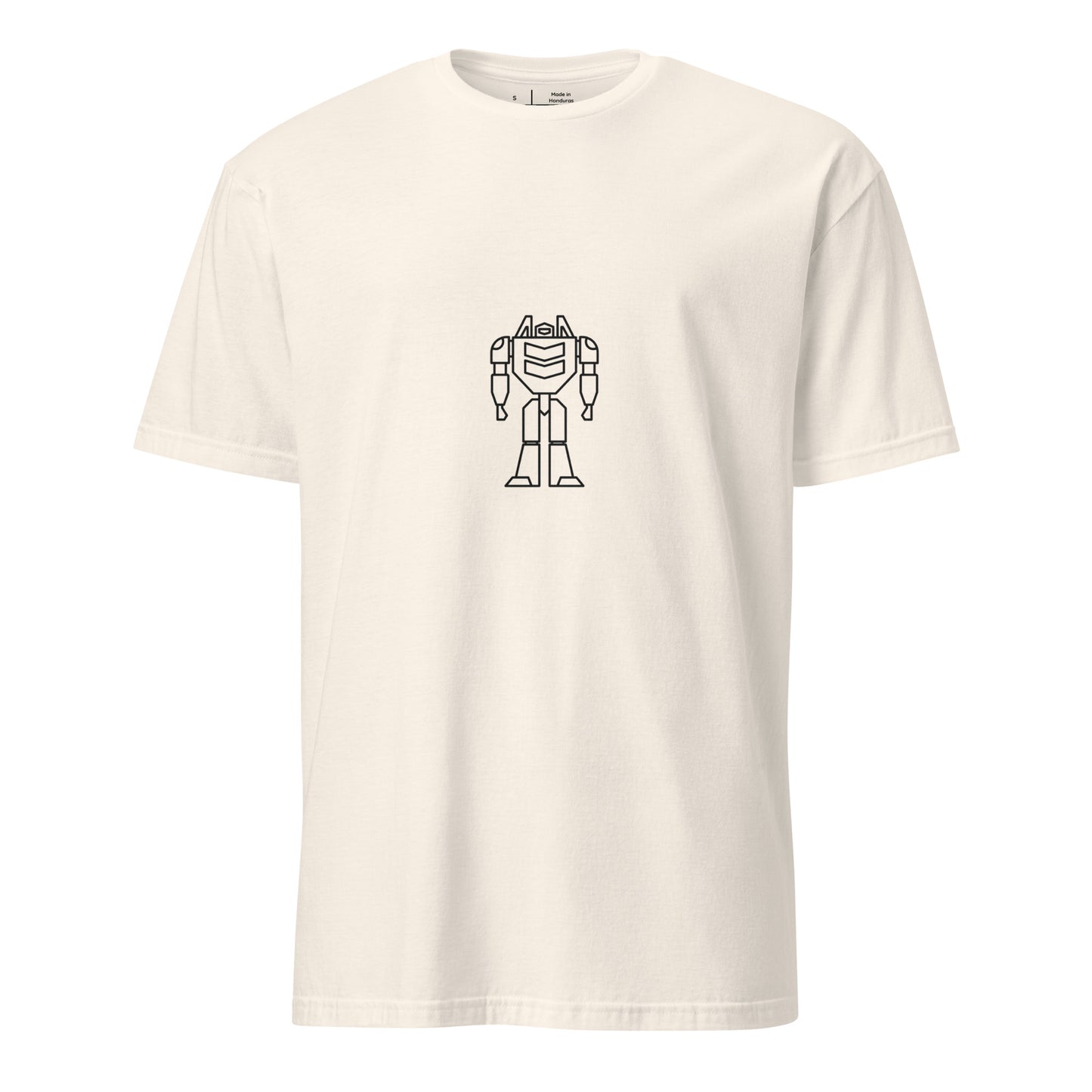 Mech Minimalist 3 - Black Line-Art Robot Design - Short-Sleeve Unisex T-Shirt - Graphic Tee - Natural - Front