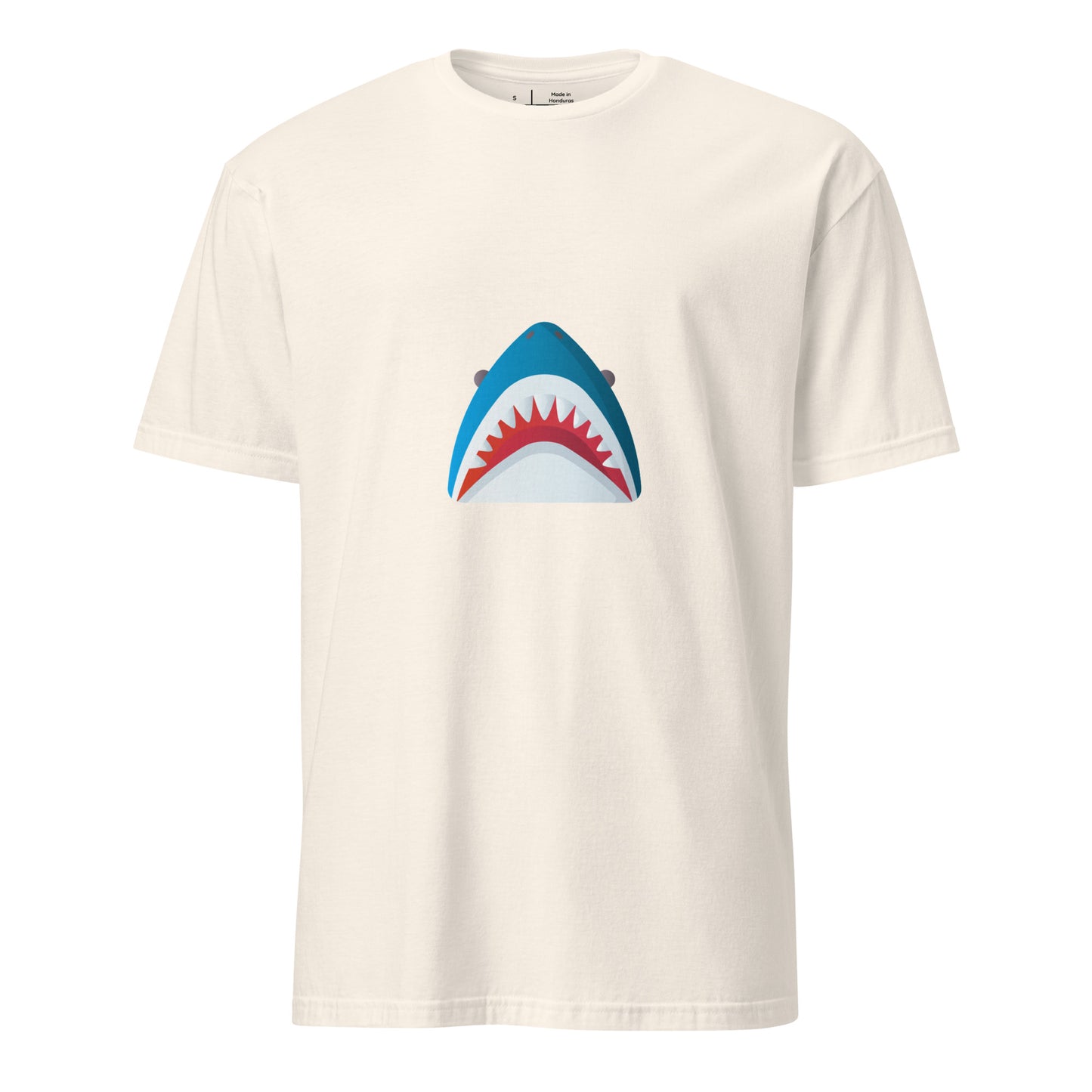 Mr Shark - Cartoon Jaws Pop-Up - Short-Sleeve Unisex T-Shirt - Graphic Tee - Natural - Front