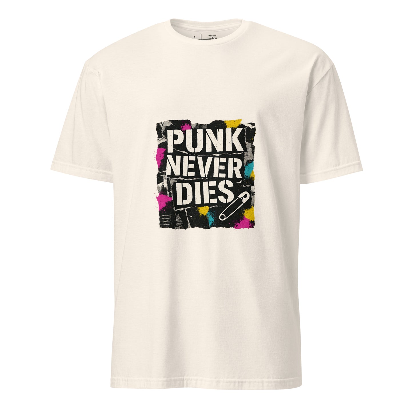 Punk Never Dies – Retro Punk Rock - Short-Sleeve Unisex T-Shirt - Graphic Tee - Natural - Front