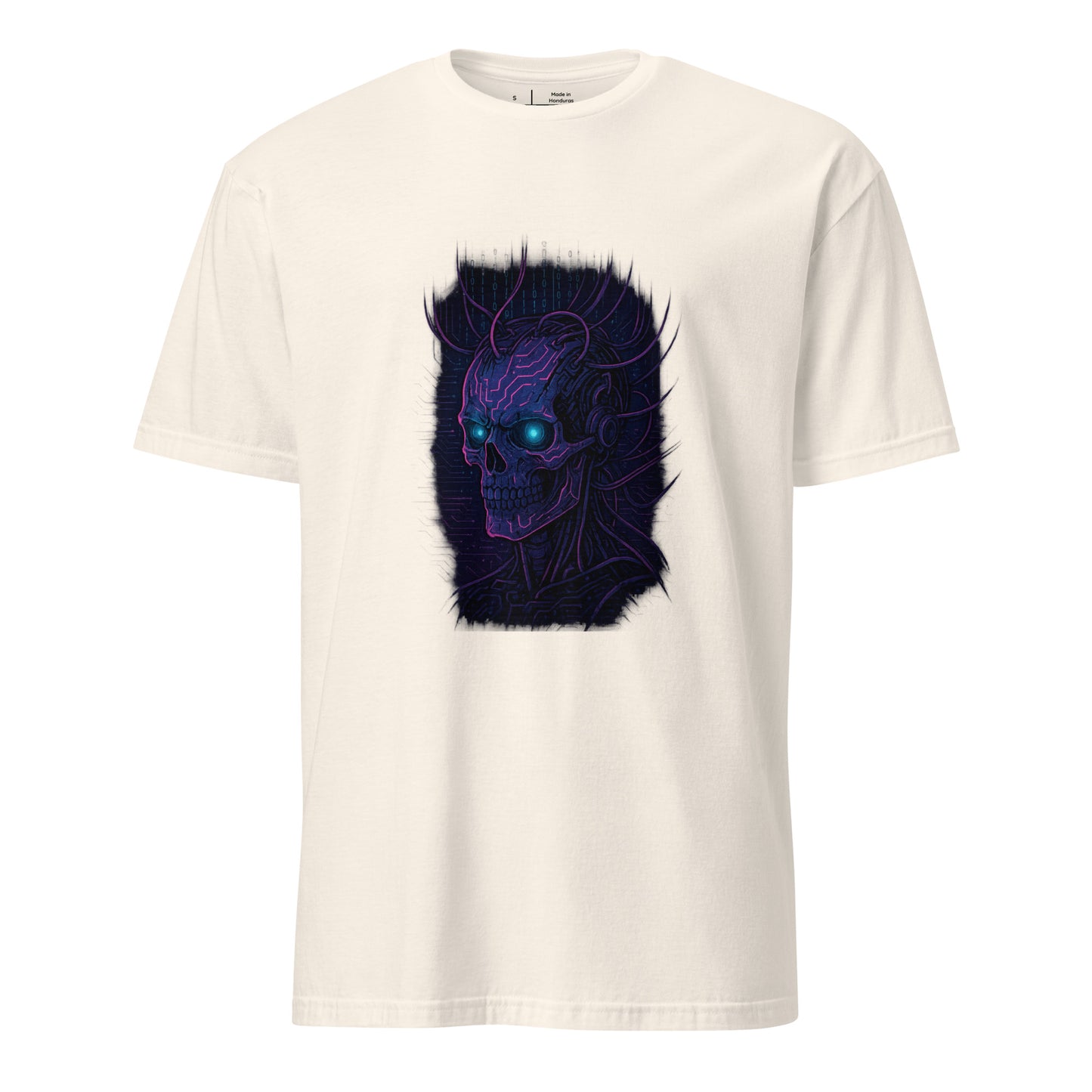 Neural Hacker – Cyber Skull Uprising - Short-Sleeve Unisex T-Shirt - Graphic Tee - Natural - Front