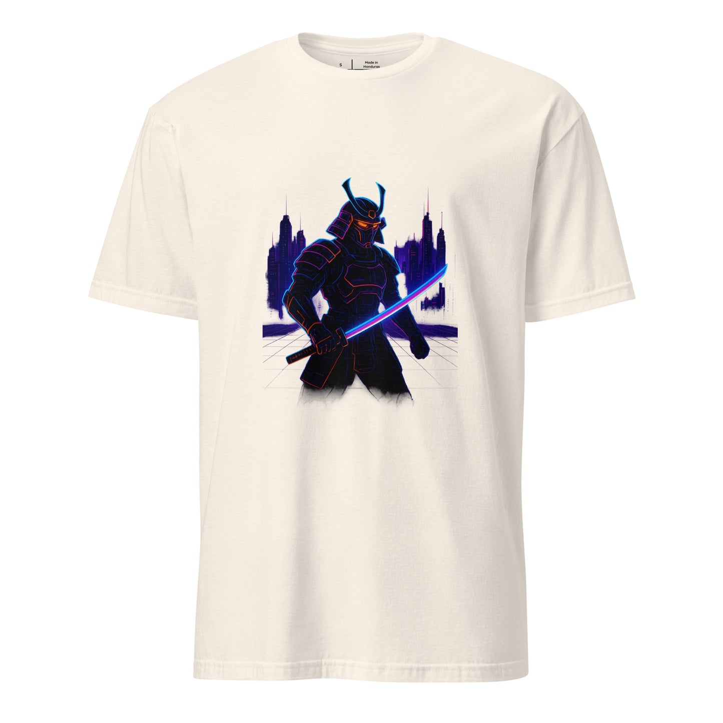 Neon Samurai - Cyberpunk Samurai - Short-Sleeve Unisex T-Shirt - Graphic Tee - Natural - Front