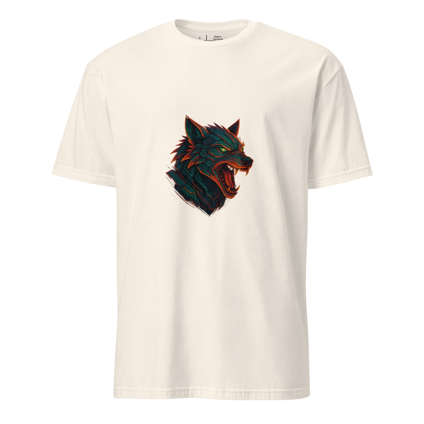 The Wolf Overdrive – Cyber Wolf Unleashed - Short-Sleeve Unisex T-Shirt - Graphic Tee - Natural - Front