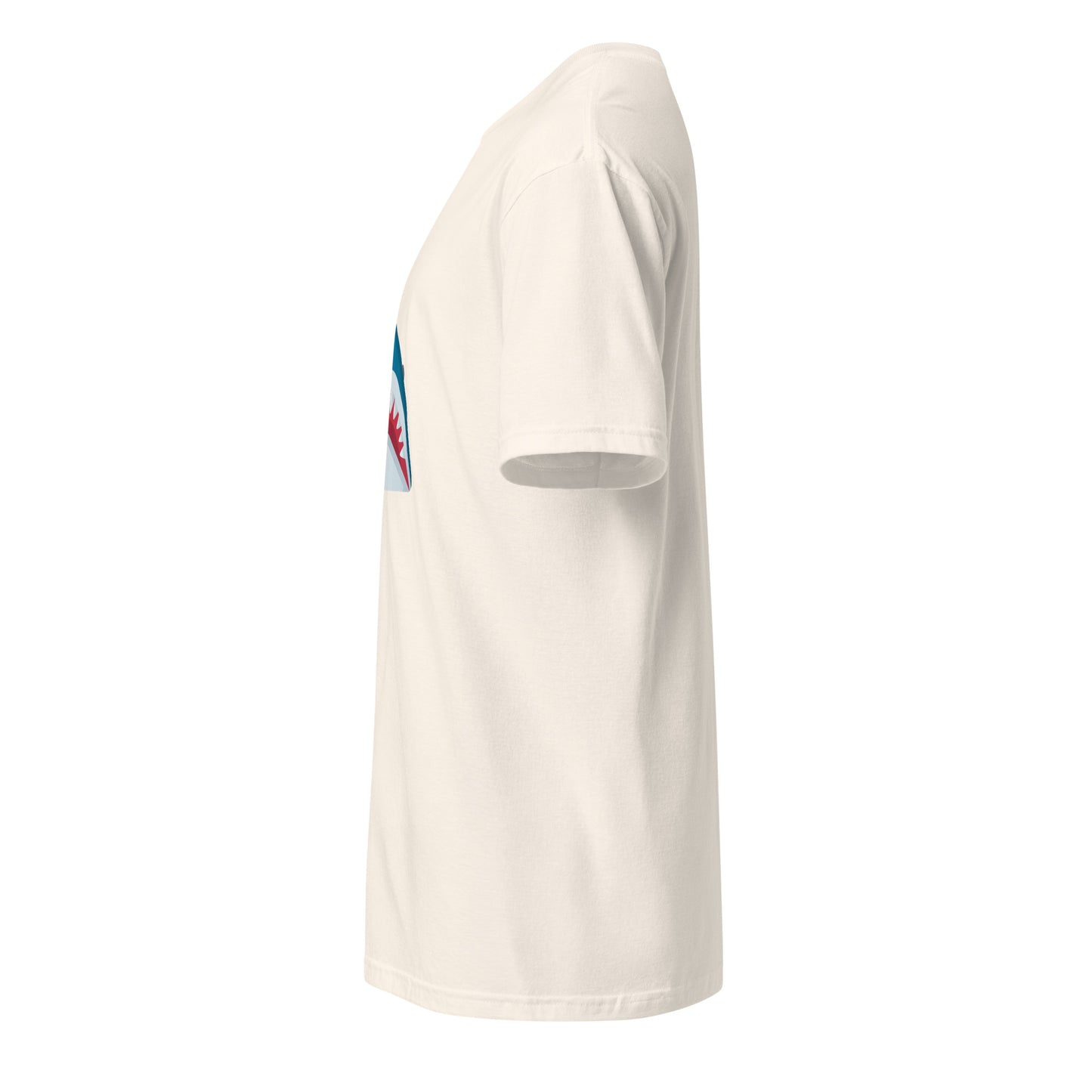 Mr Shark - Cartoon Jaws Pop-Up - Short-Sleeve Unisex T-Shirt - Graphic Tee - Natural - Left side