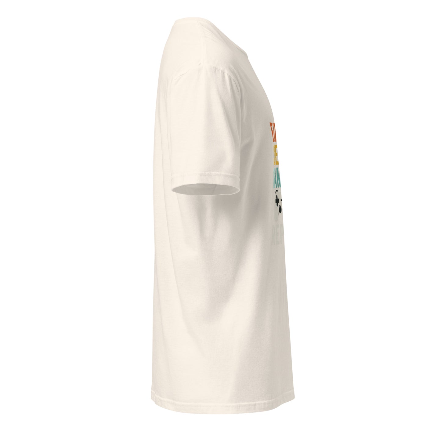 "Eat. Sleep. Game. Repeat." Retro Gamer - Short-Sleeve Unisex T-Shirt - Graphic Tee - Natural - Right side