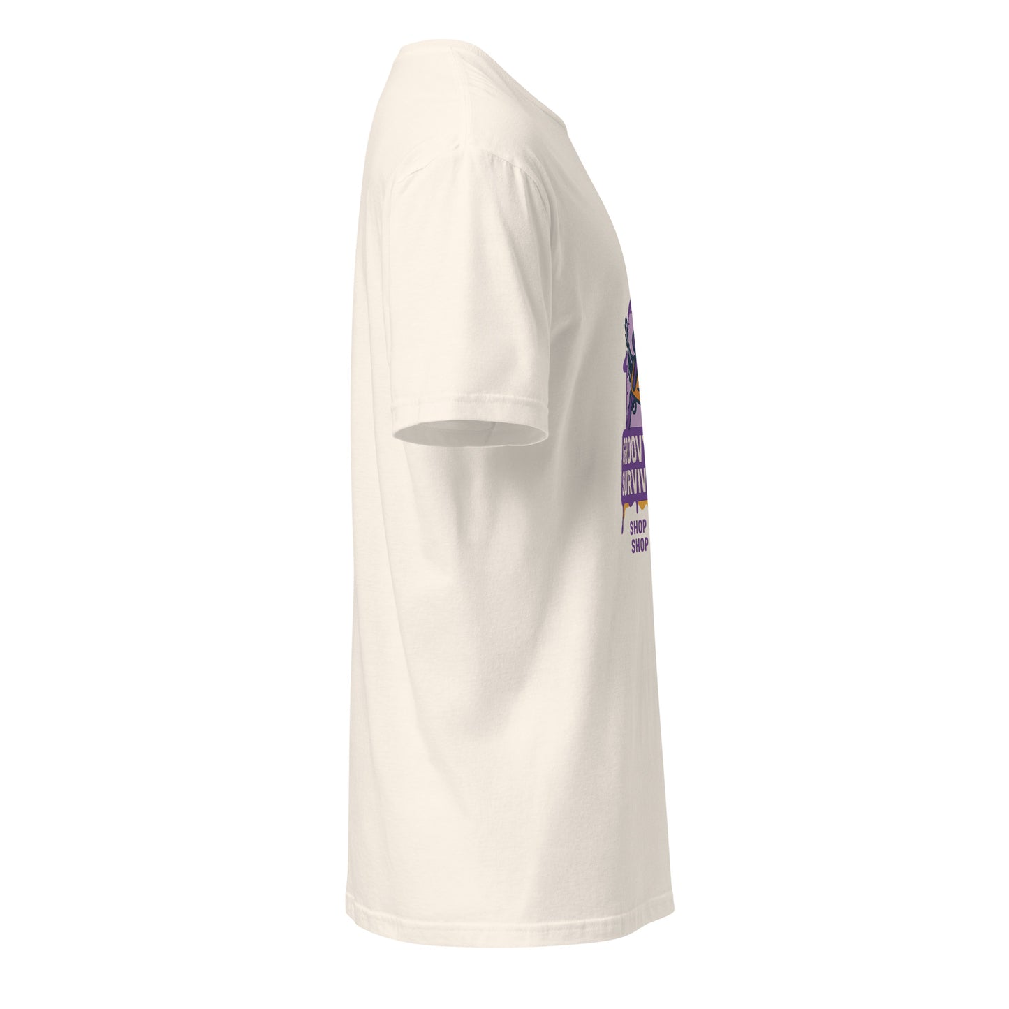 Groovy Cabin- Retro Horror Vibes - Short-Sleeve Unisex T-Shirt - Graphic Tee - Natural - Right side