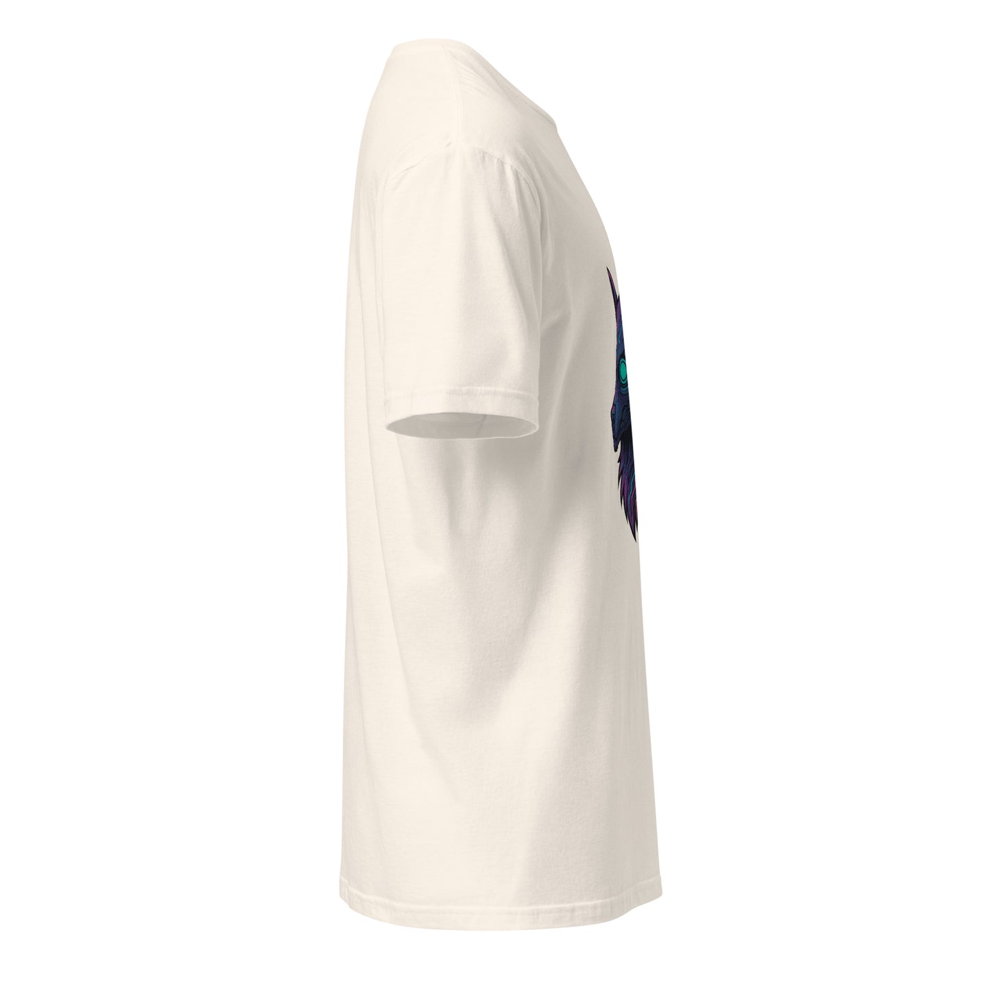 Cyber Wolf – Neon Sentinel - Short-Sleeve Unisex T-Shirt - Graphic Tee - Natural - Right side