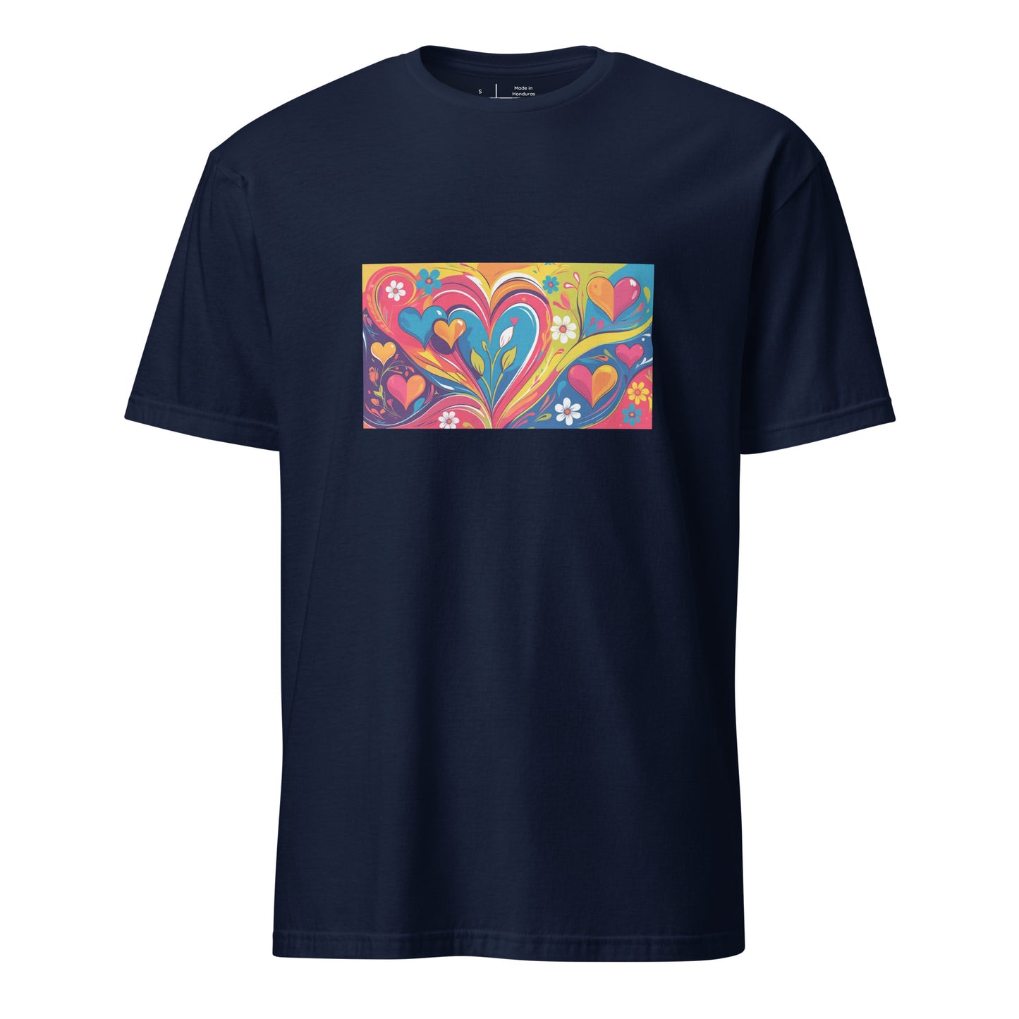 Abstract - Love In Bloom - Short-Sleeve Unisex T-Shirt - Graphic Tee - Navy - Front