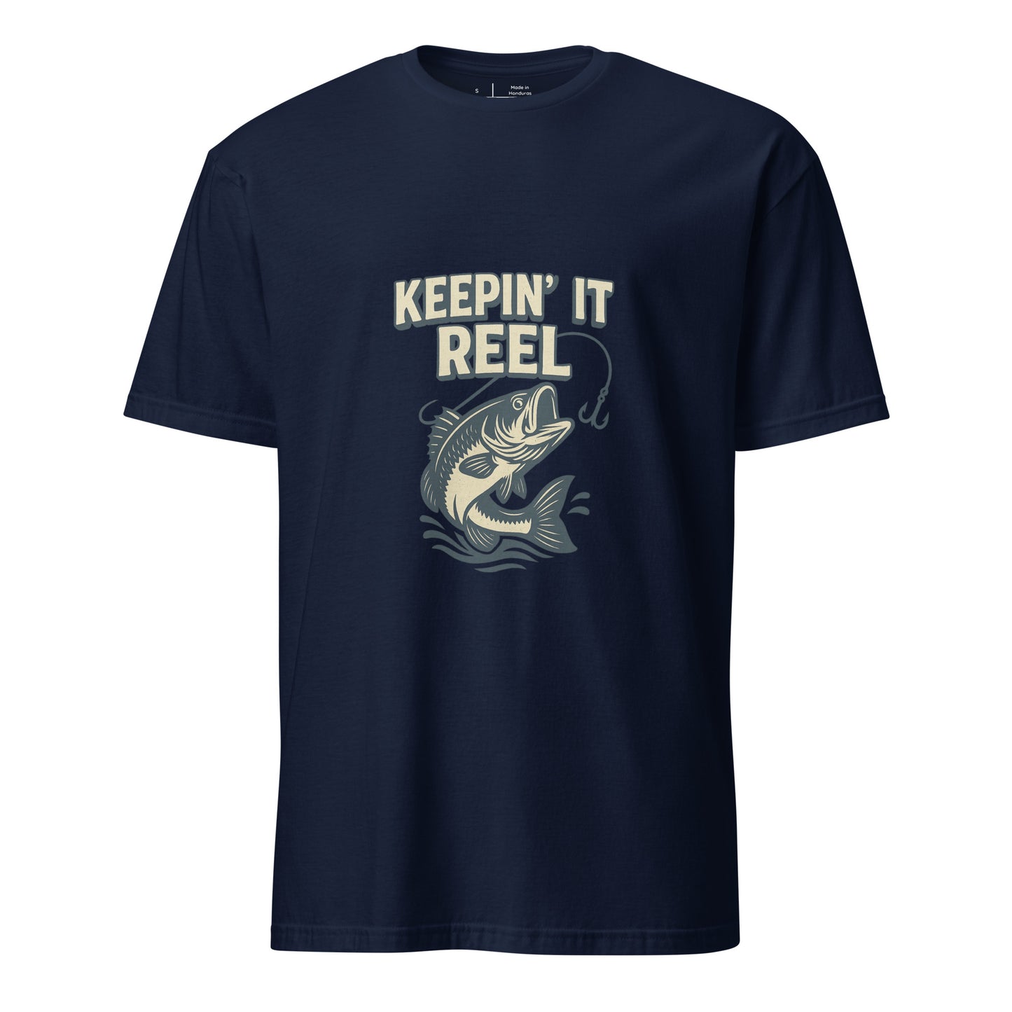Keepin It Reel - Fishing Slogan - Short-Sleeve Unisex T-Shirt - Graphic Tee - Navy - Front