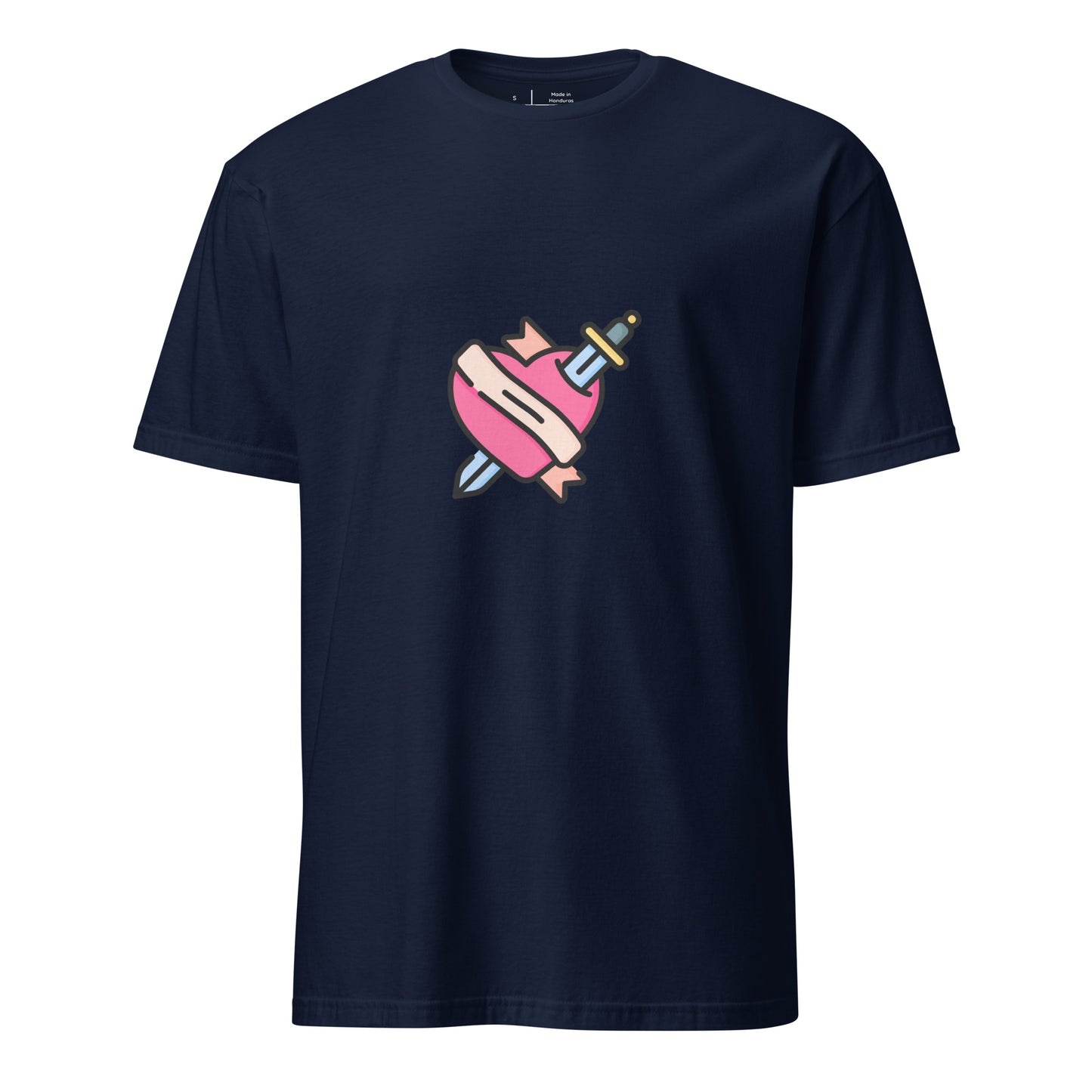 Heart & Dagger - Tattoo-Inspired Art - Short-Sleeve Unisex T-Shirt - Graphic Tee - Navy - Front